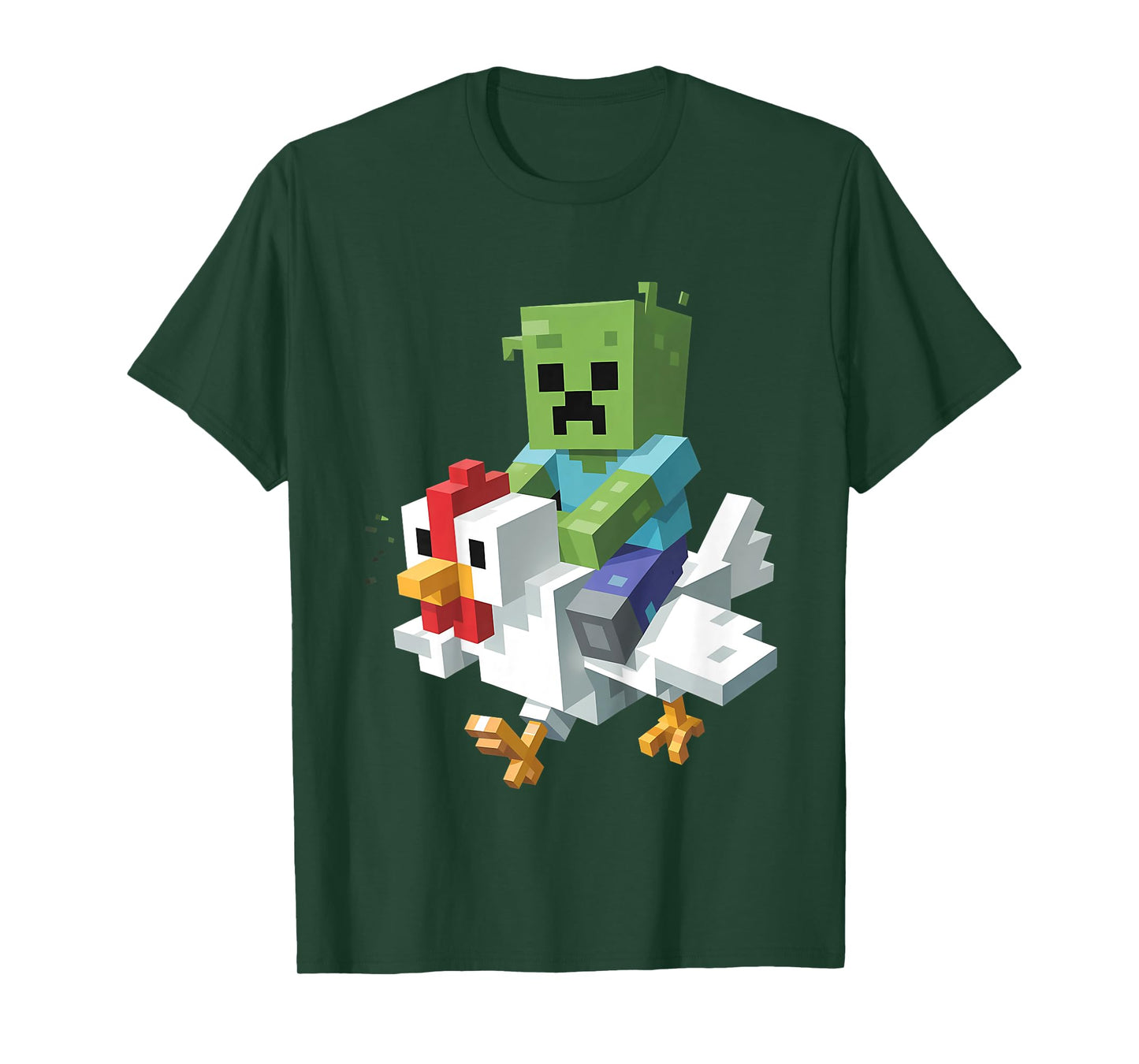 Kids Jock Chicken Shirt Pixel Art Gamer Zombie Boys Kids Tees T-Shirt