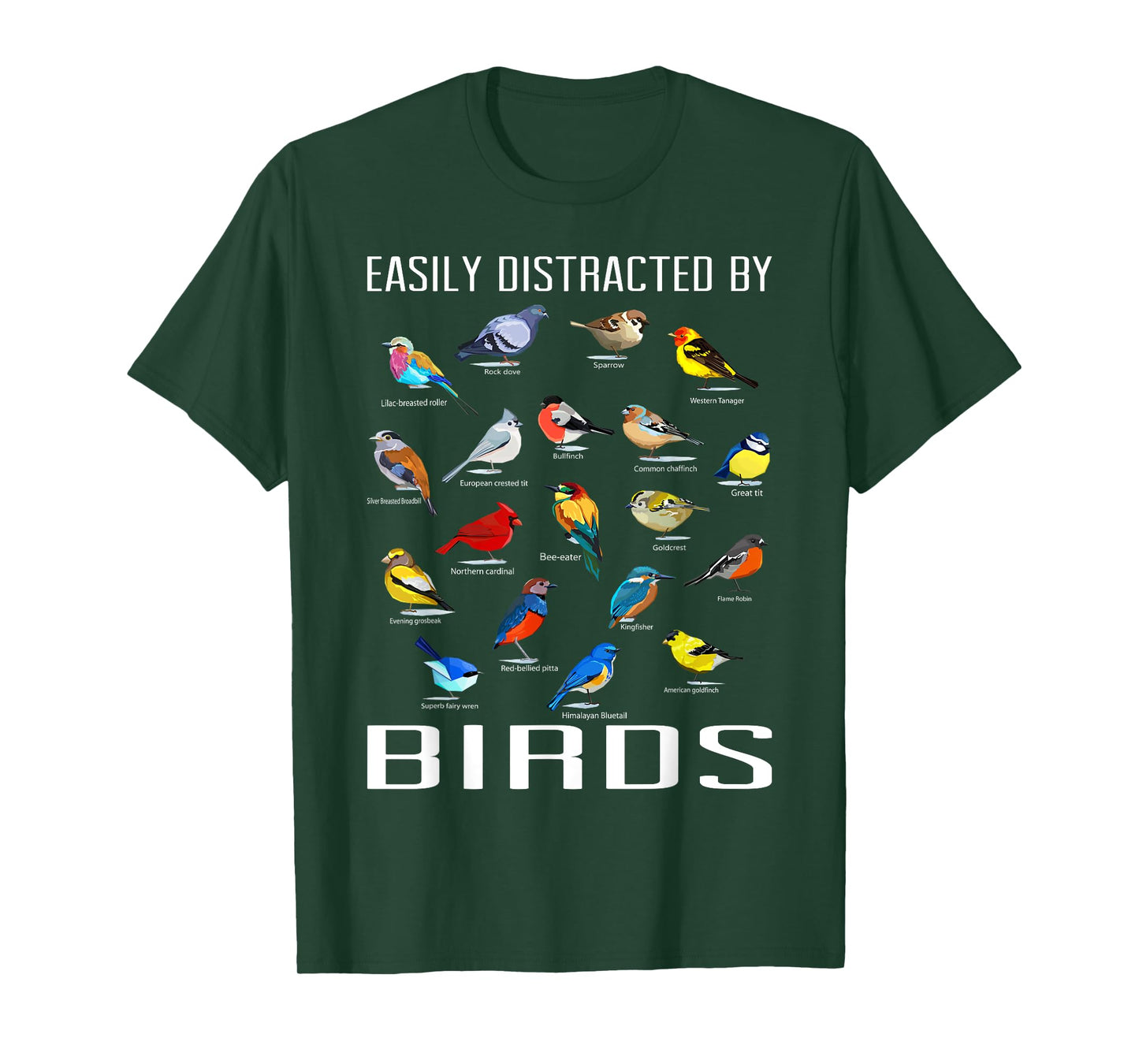 Funny Mens Bird Gifts For Birding Lovers Easily Distracted By Birds / Birdwatching Lover Birdwatcher Unisex Black Short Sleeve T-Shirt
