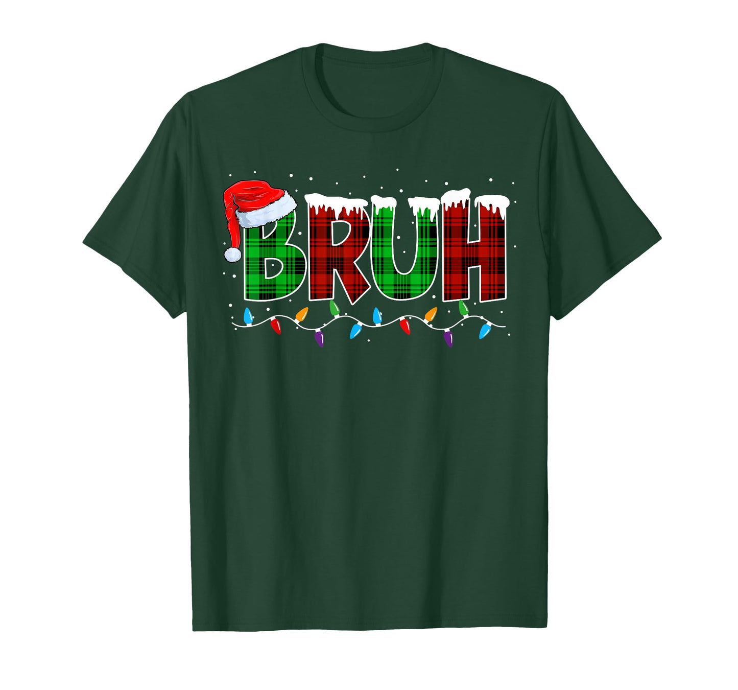 Bruh Funny Christmas Buffalo Plaid Xmas Boys Kids Pajamas T-Shirt