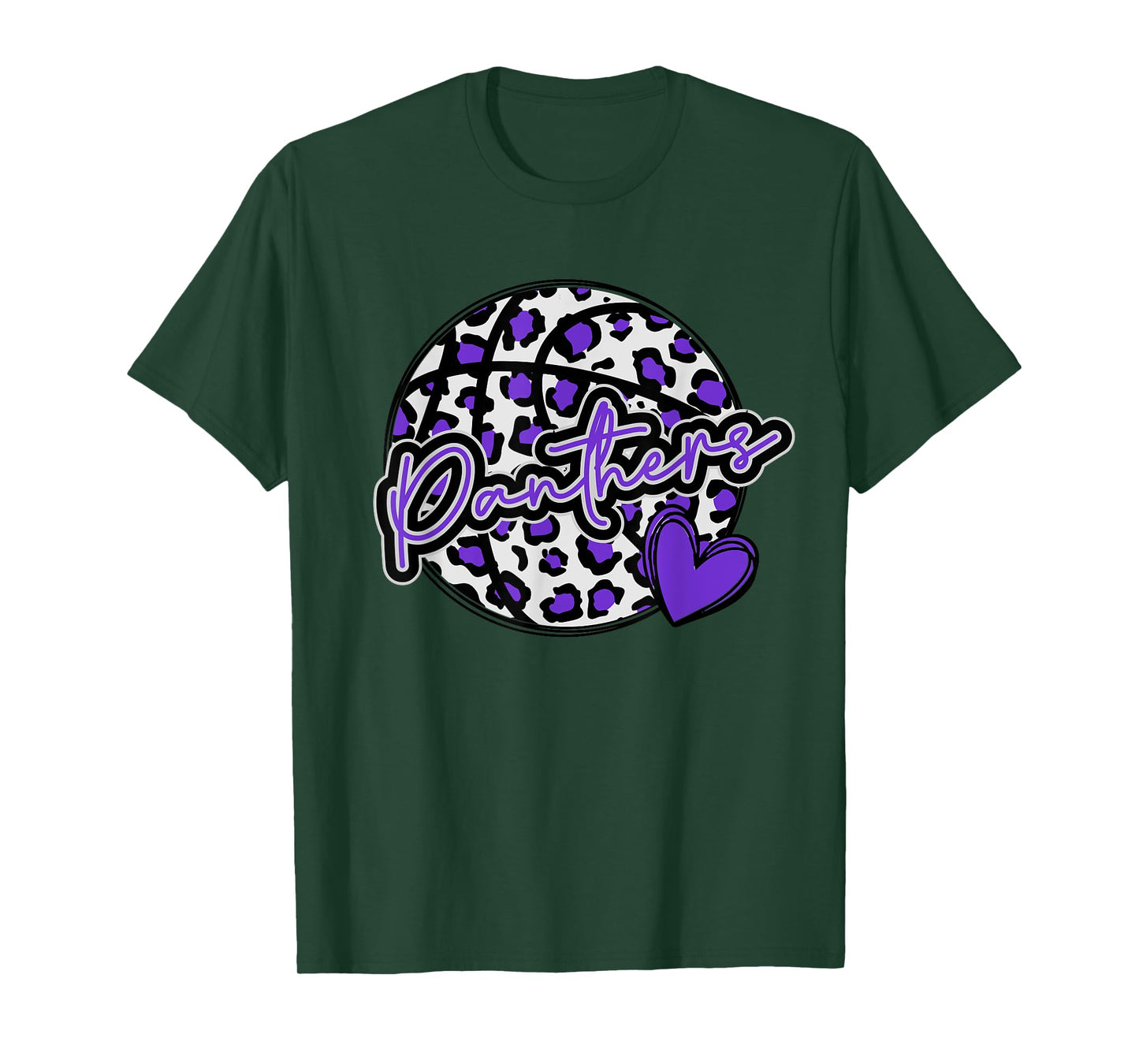Leopard Cheetah Basketball PANTHERS Purple Spirit Game Tee T-Shirt