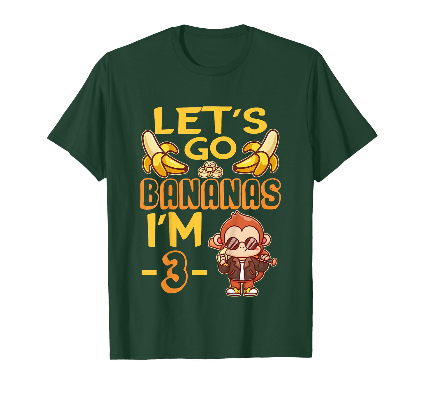 Let's Go Bananas I'm 3 Zoo Jungle Safari 3rd Birthday T-Shirt