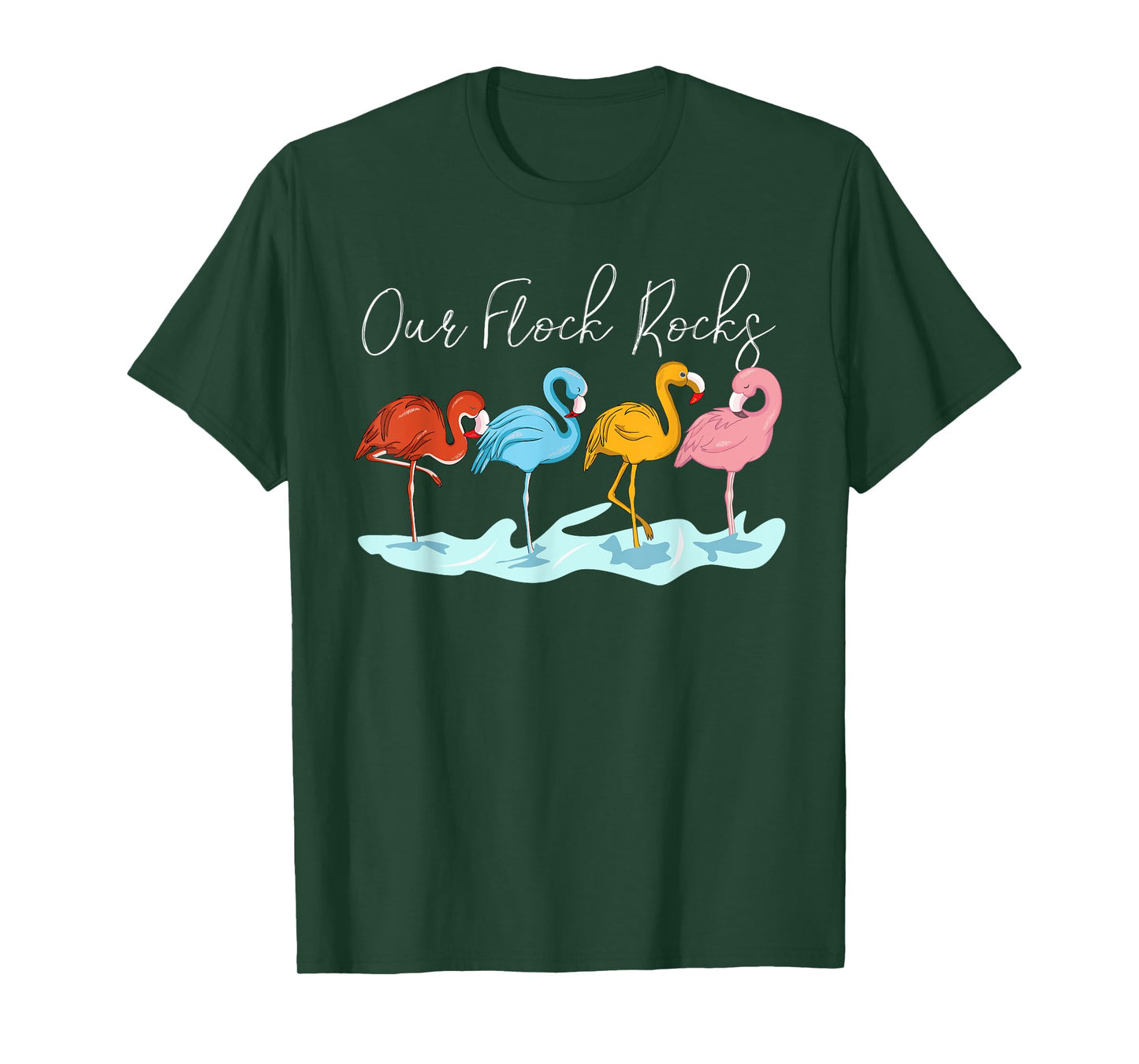 Our Flock Rocks Flamingos Lover Family Vacation Group T-Shirt