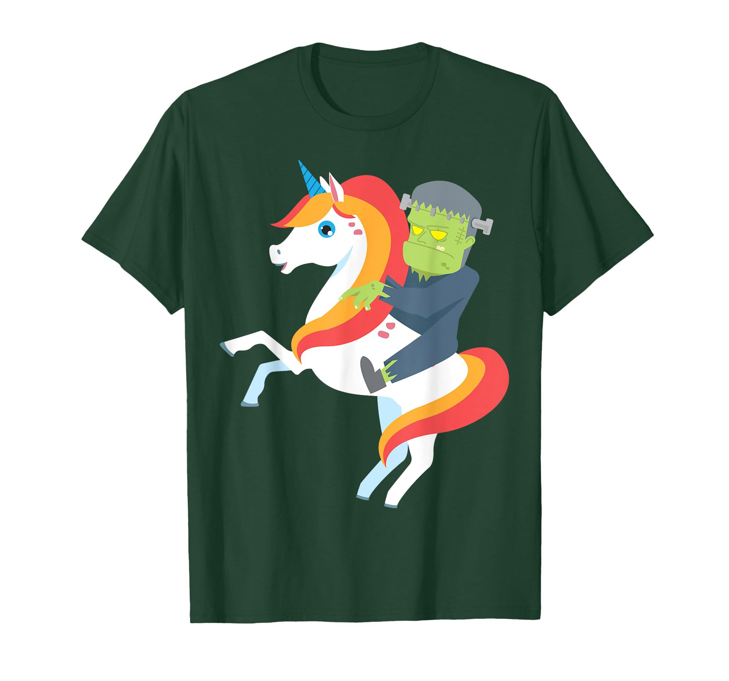 Frankenstein Riding Unicorn Cute Monster Halloween Costume T-Shirt