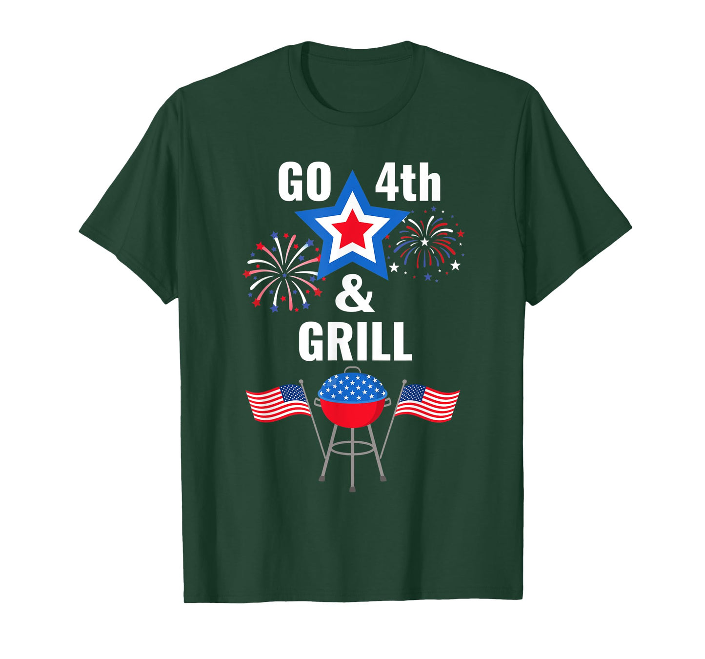 Funny Fourth of July Go 4th And Grill Smoking Grilling BBQ T-Shirt