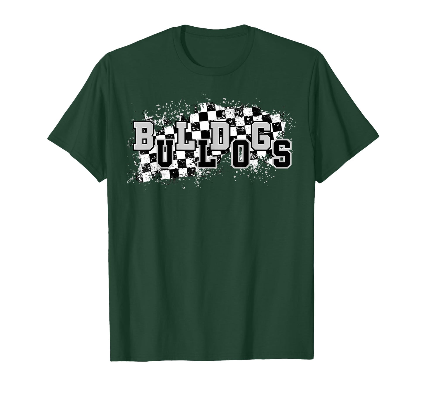 Bulldogs School Spirit Bulldog Pride Checkered Teacher T-Shirt