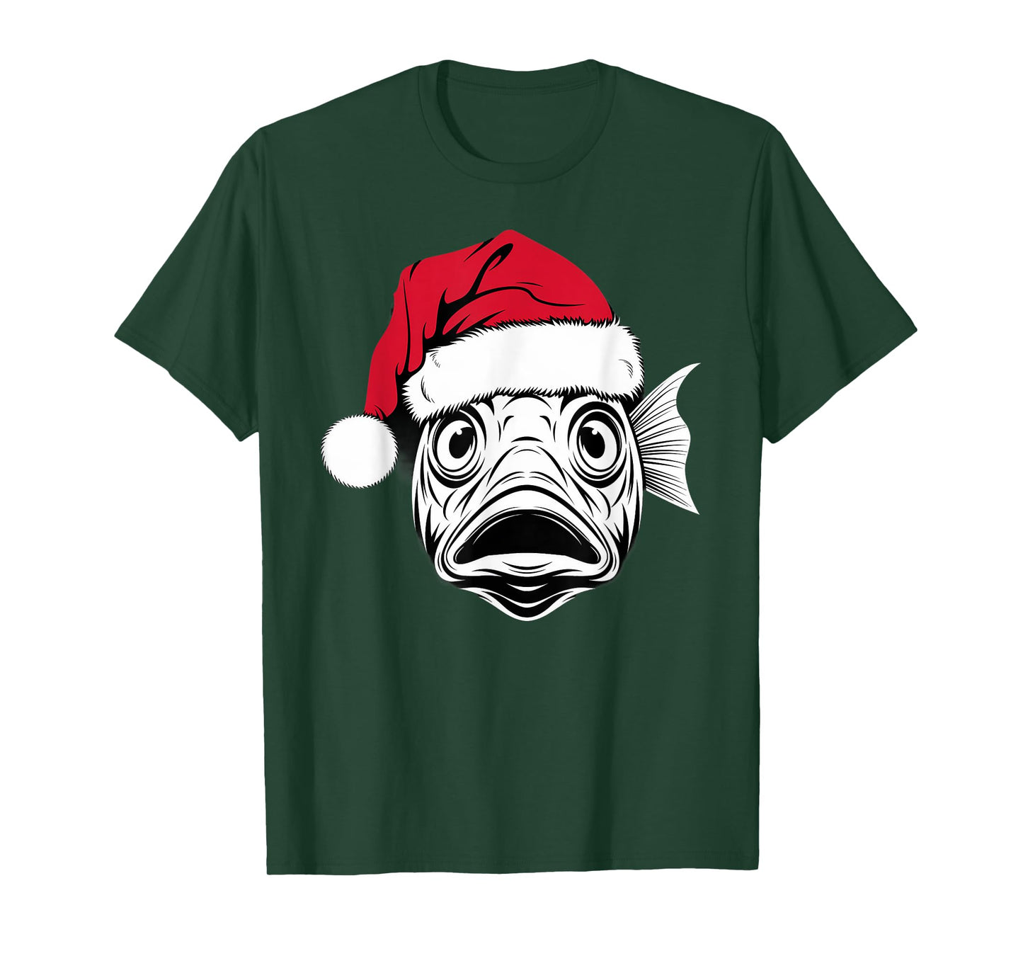 Funny Santa Fish on Marry Christmas Fish T-Shirt