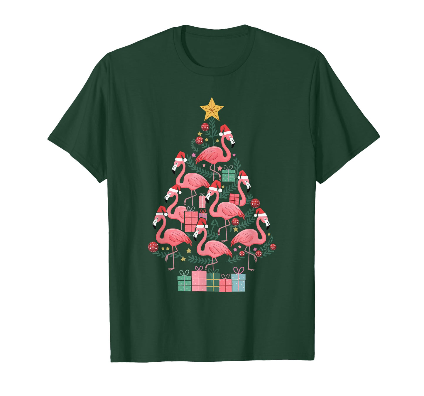 Flamingo Christmas Tree T-Shirt
