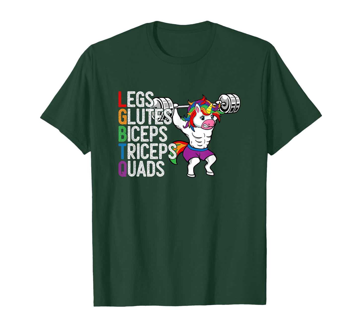 LGBTQ Lats Glutes Biceps Triceps Quads Weightlifting Unicorn T-Shirt
