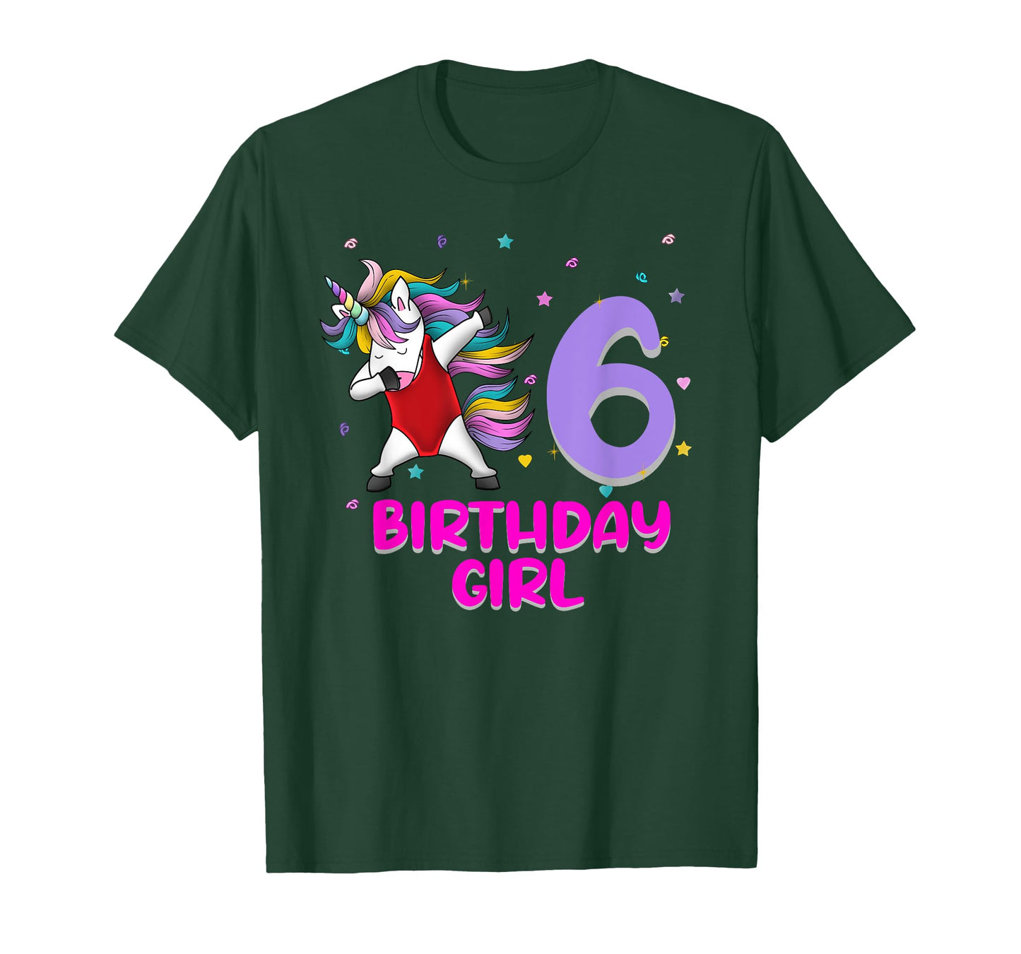 Unicorn Swimsuit 6th Birthday Girl Love Funny 6 Years Old T-Shirt