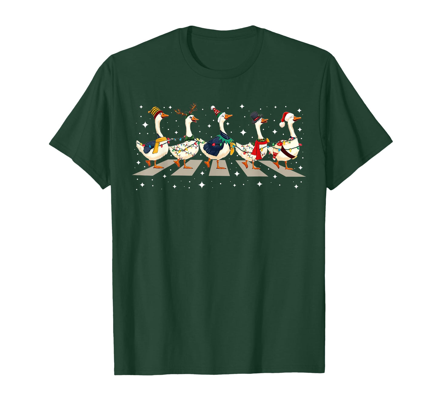 Duck Bird Lover Funny Santa Ducks Crossing Road Christmas PJ T-Shirt