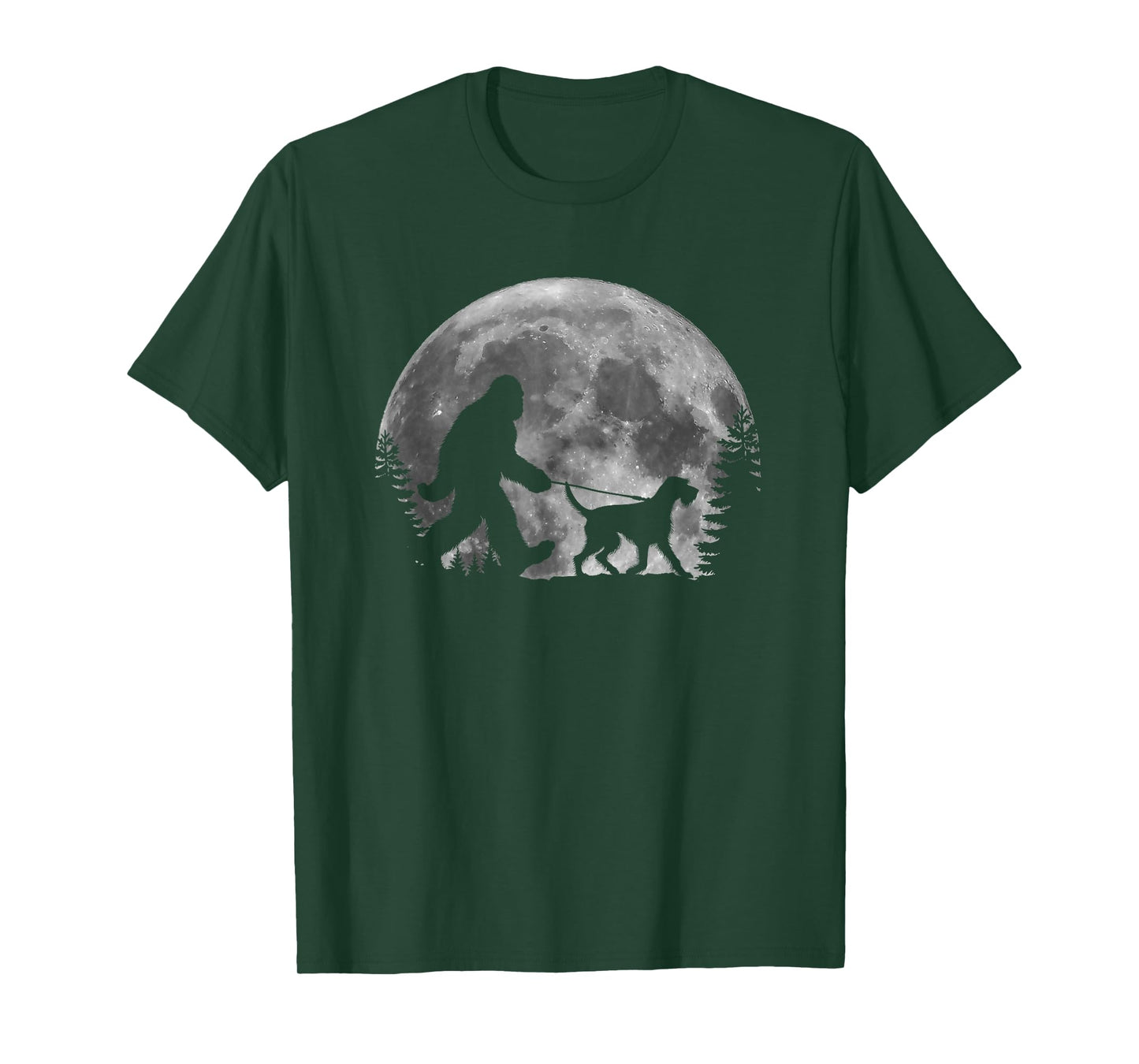 Bigfoot Walking a Dog German Wirehaired Pointer Halloween T-Shirt
