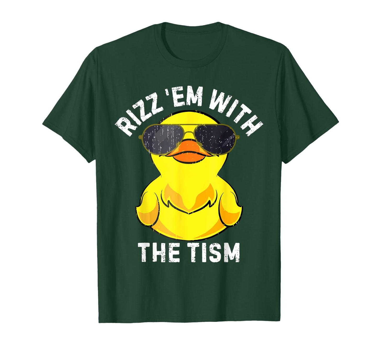 Rizz Em With The Tism Rizzler Joke Meme Rizzling Duck Funny T-Shirt