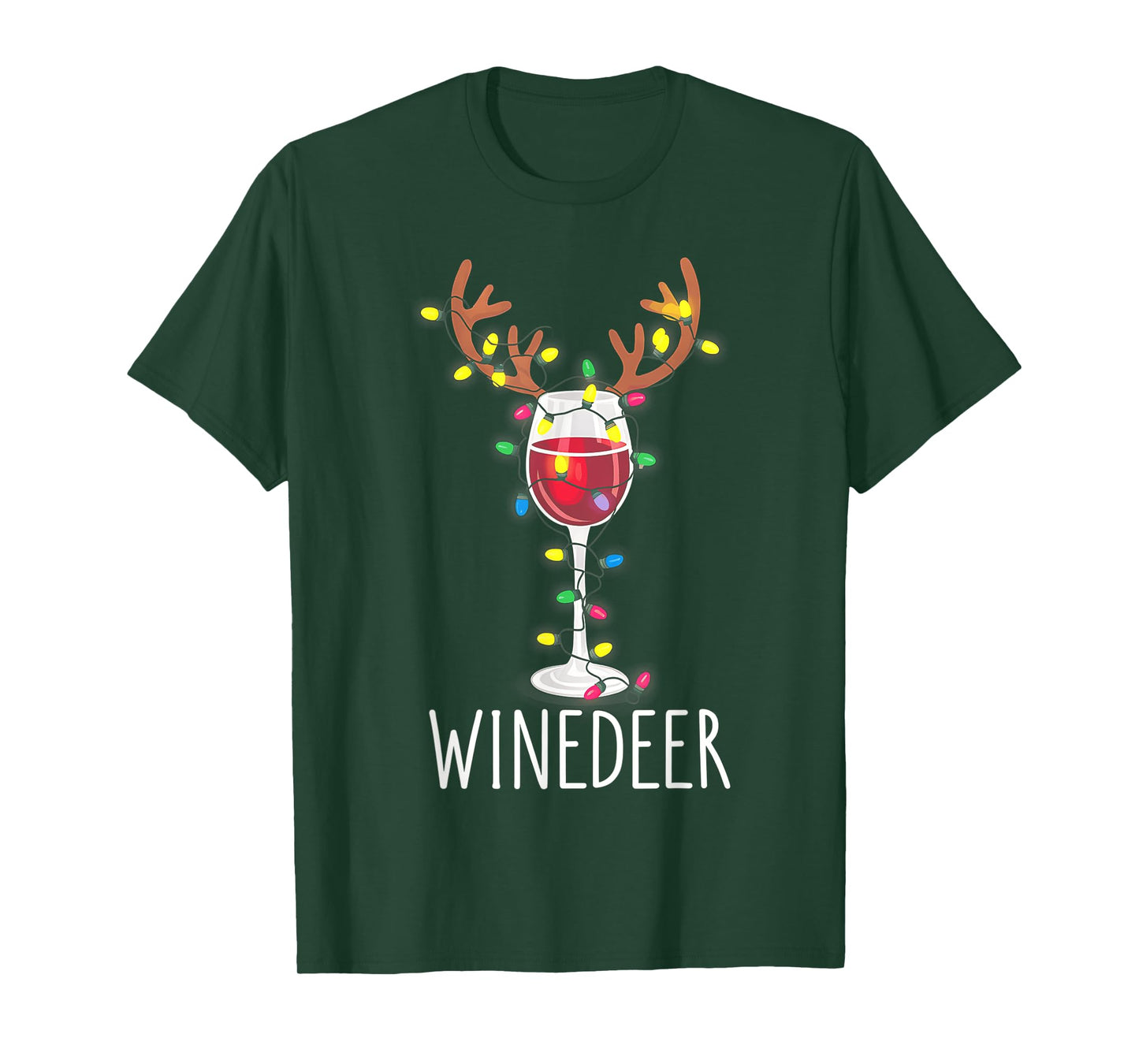 Winedeer Reinbeer Santa Hat Reindeer Couple Xmas Matching T-Shirt