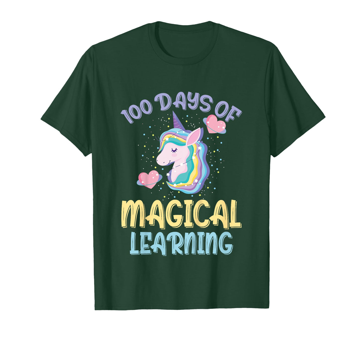 100 Days Of Magical Learning 100th Day Of School Unicorn T-Shirt