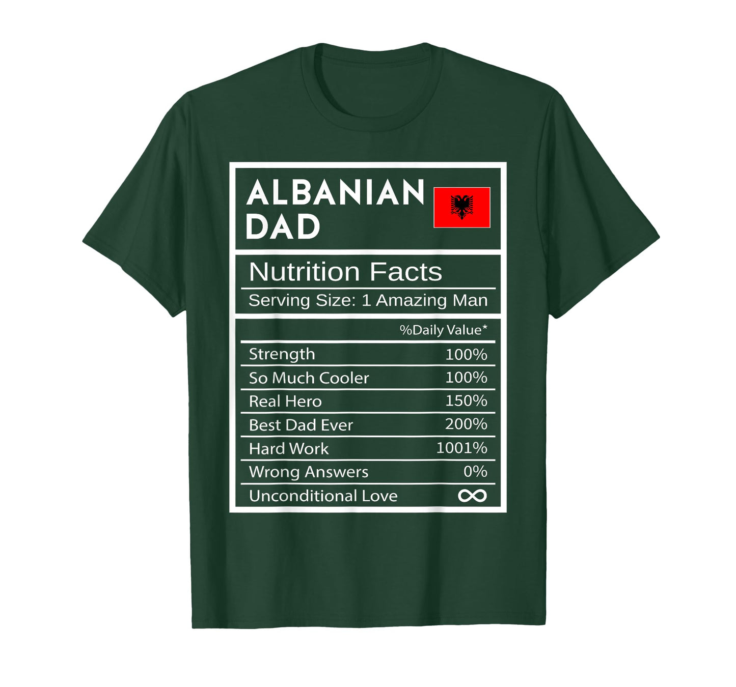 Albanian Dad Nutrition Facts National Pride Gift For Dad T-Shirt