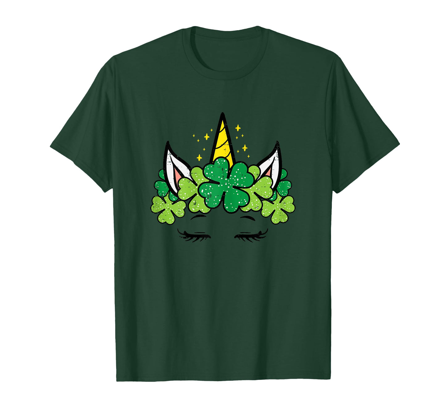 St Patricks Day Unicorn Face Shamrock Pattys Toddler Girls T-Shirt