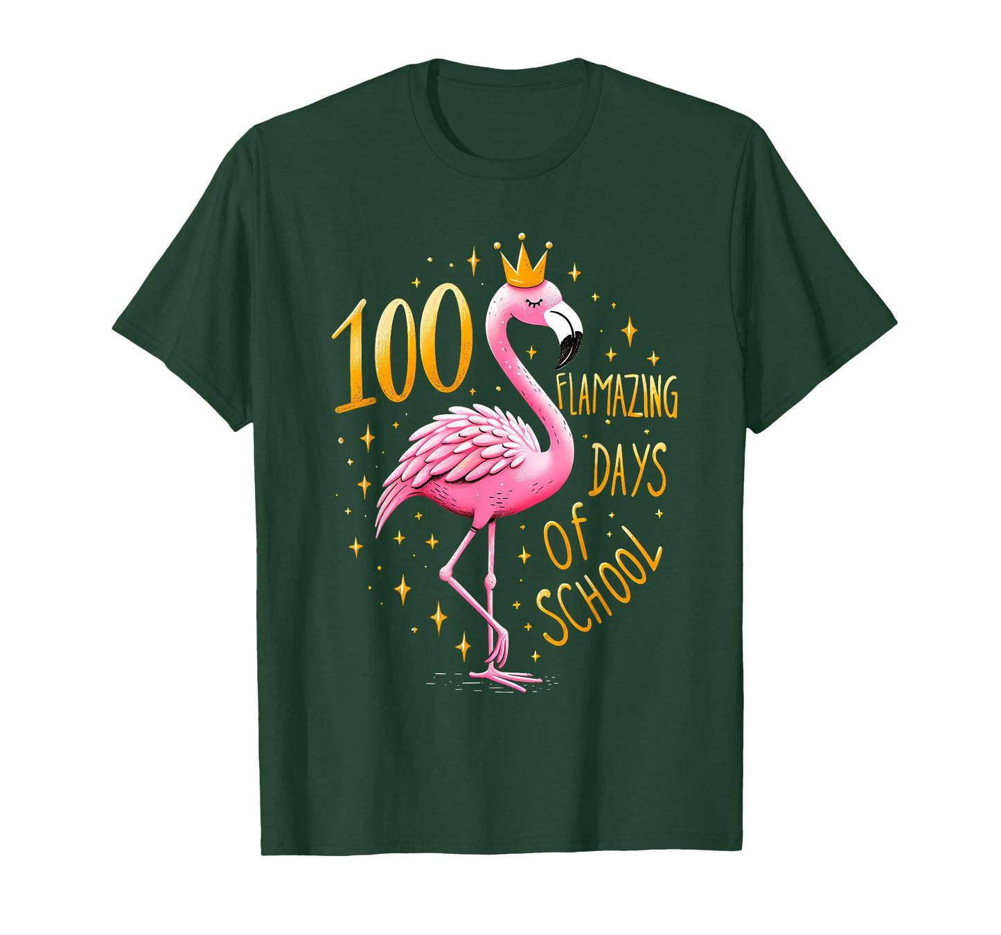 100th School Day 100 Flaming School Days Flamingo T-Shirt