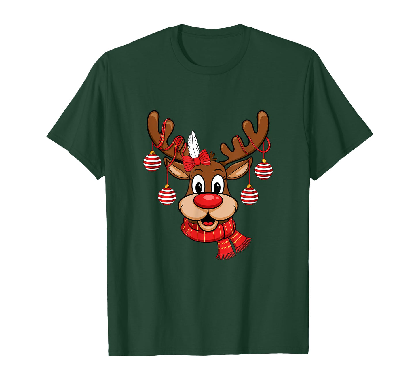 Cute Reindeer Christmas Red Nose Rudolph Xmas Kids Adult T-Shirt