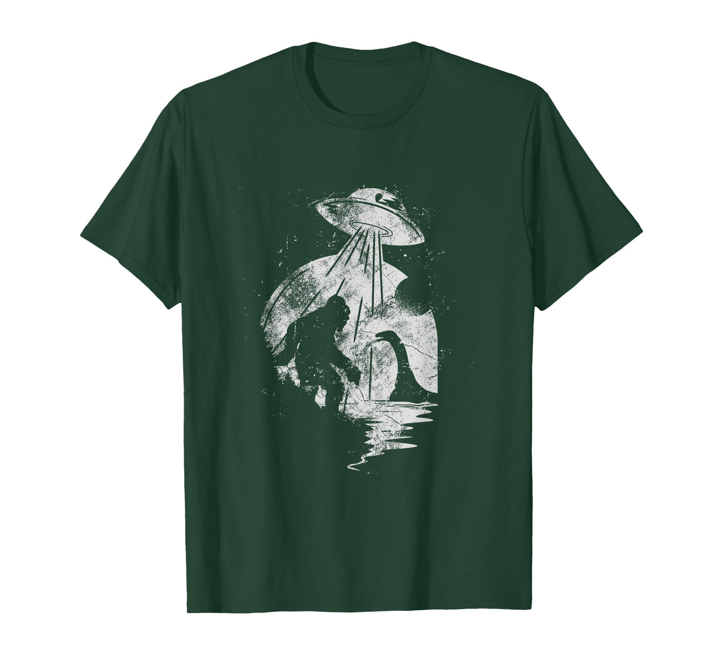Bigfoot And Loch Ness Monster Being Abducted By A UFO T-Shirt