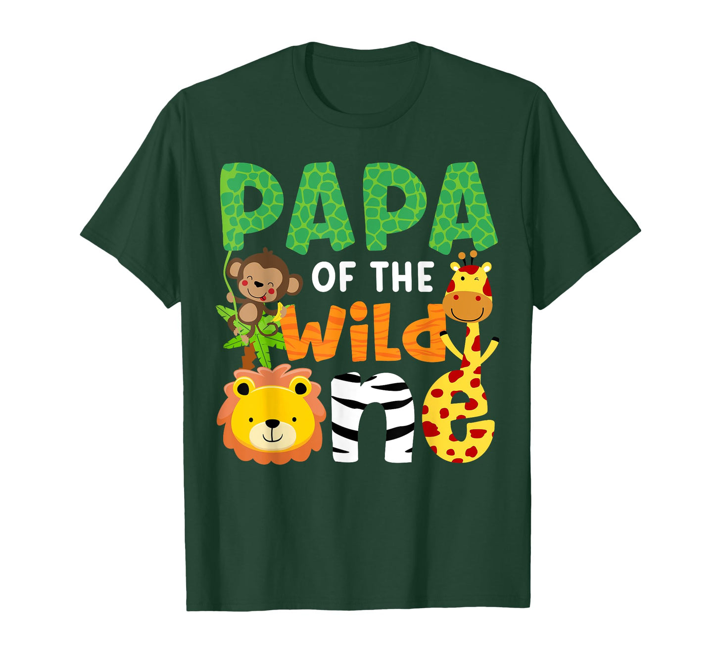 Papa of the Wild One Zoo Theme Bday Safari Jungle Animals T-Shirt
