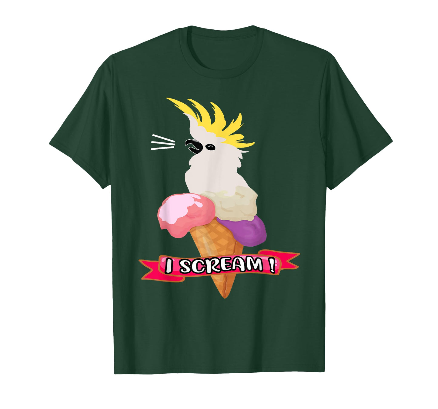 Sulfur Crested Cockatoo Ice Cream Parrot - Cockatoo Tee . T-Shirt