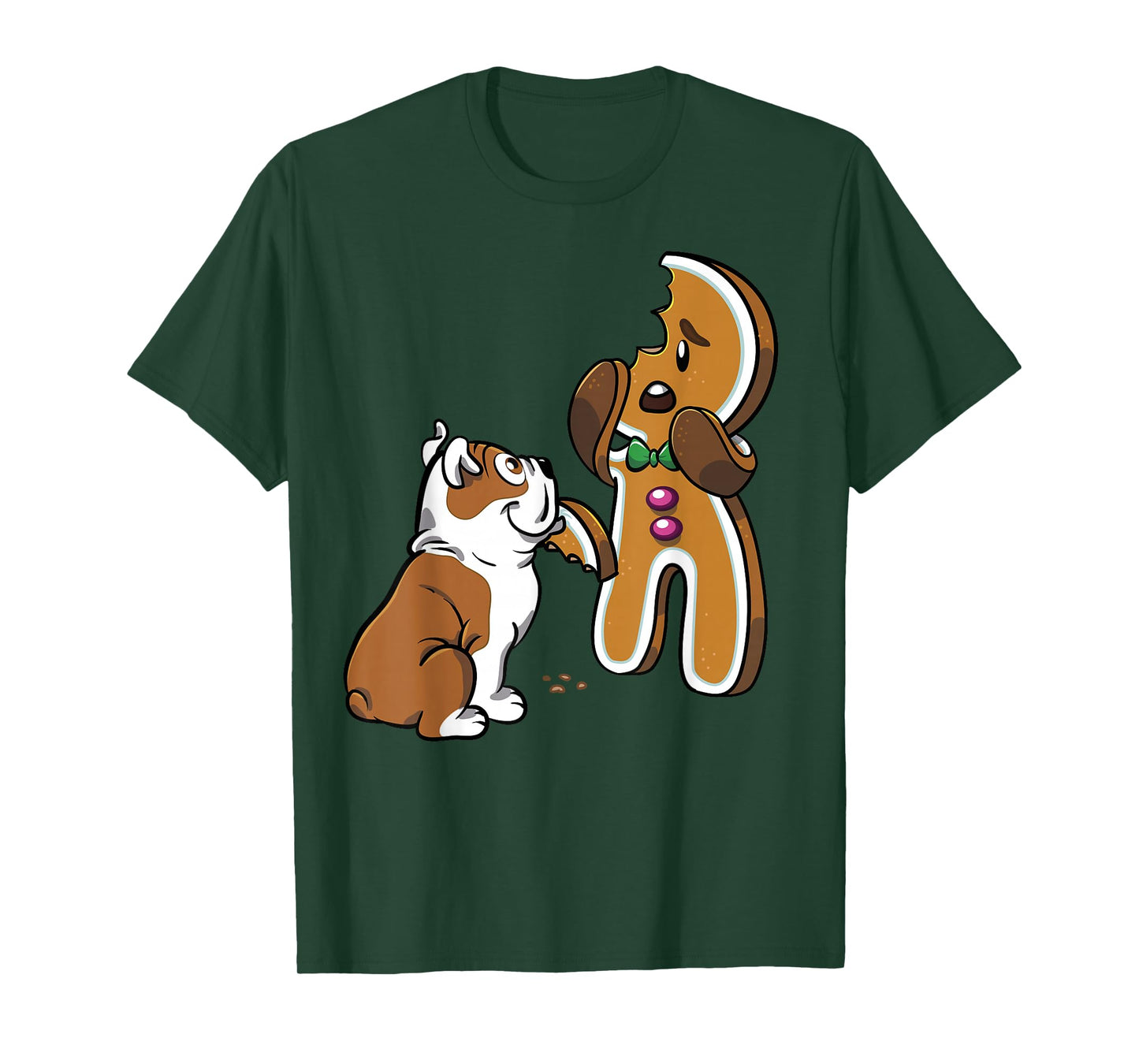 English Bulldog Gingerbread Man Christmas T-Shirt Dog Shirt T-Shirt