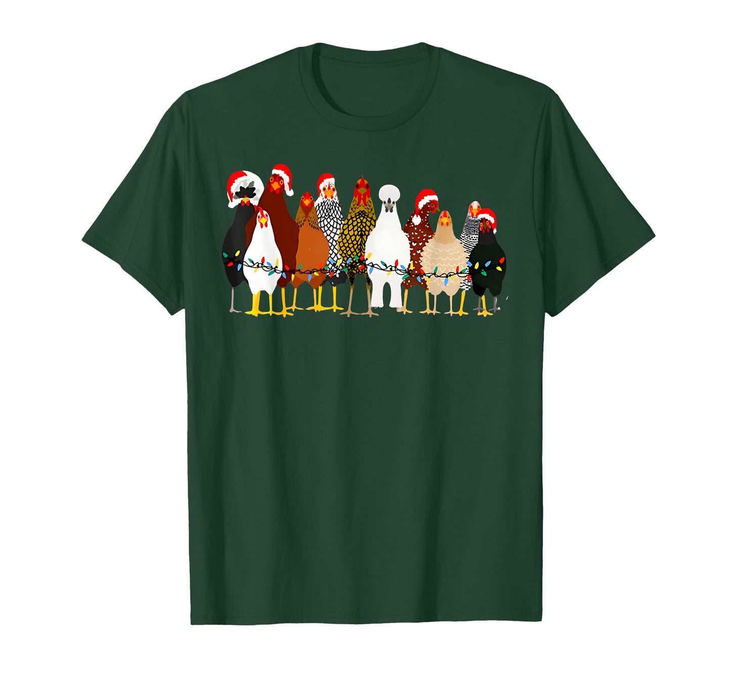 Cute Christmas Chickens Santa Farm Chickens Animals Pajamas T-Shirt