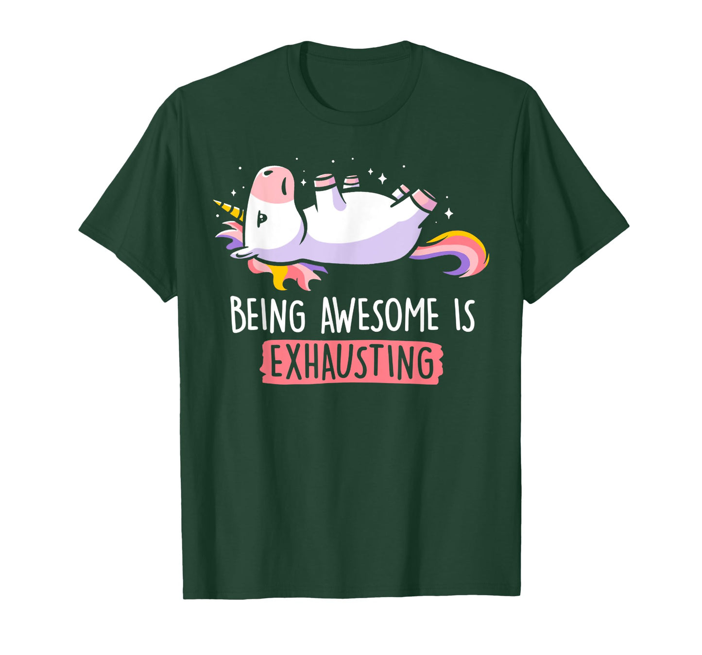 Being Awesome Is Exhausting Retro Lazy Funny Unicorn Gift T-Shirt