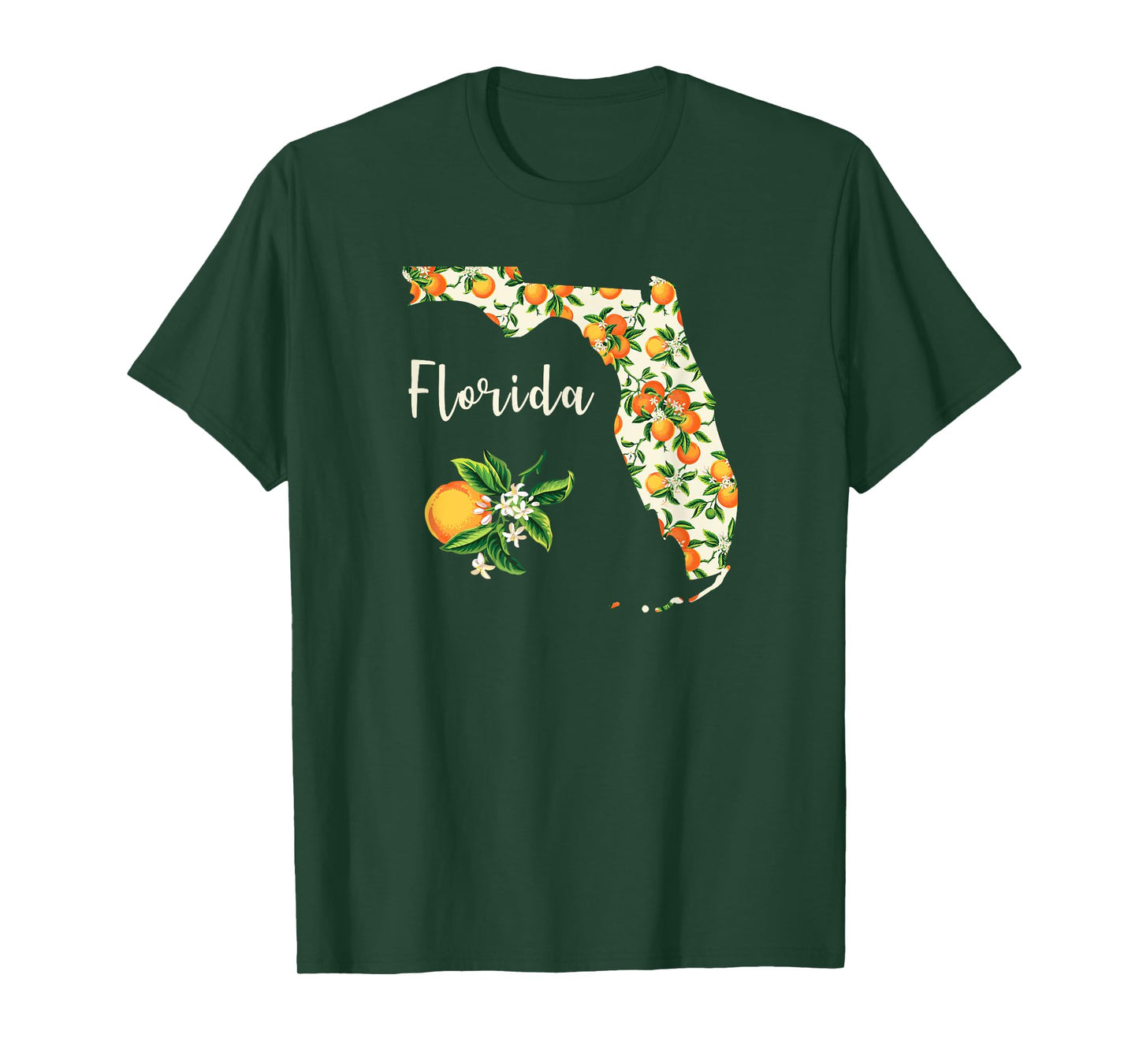 Florida Floral Orange Blossom Handwritten State Inspired T-Shirt