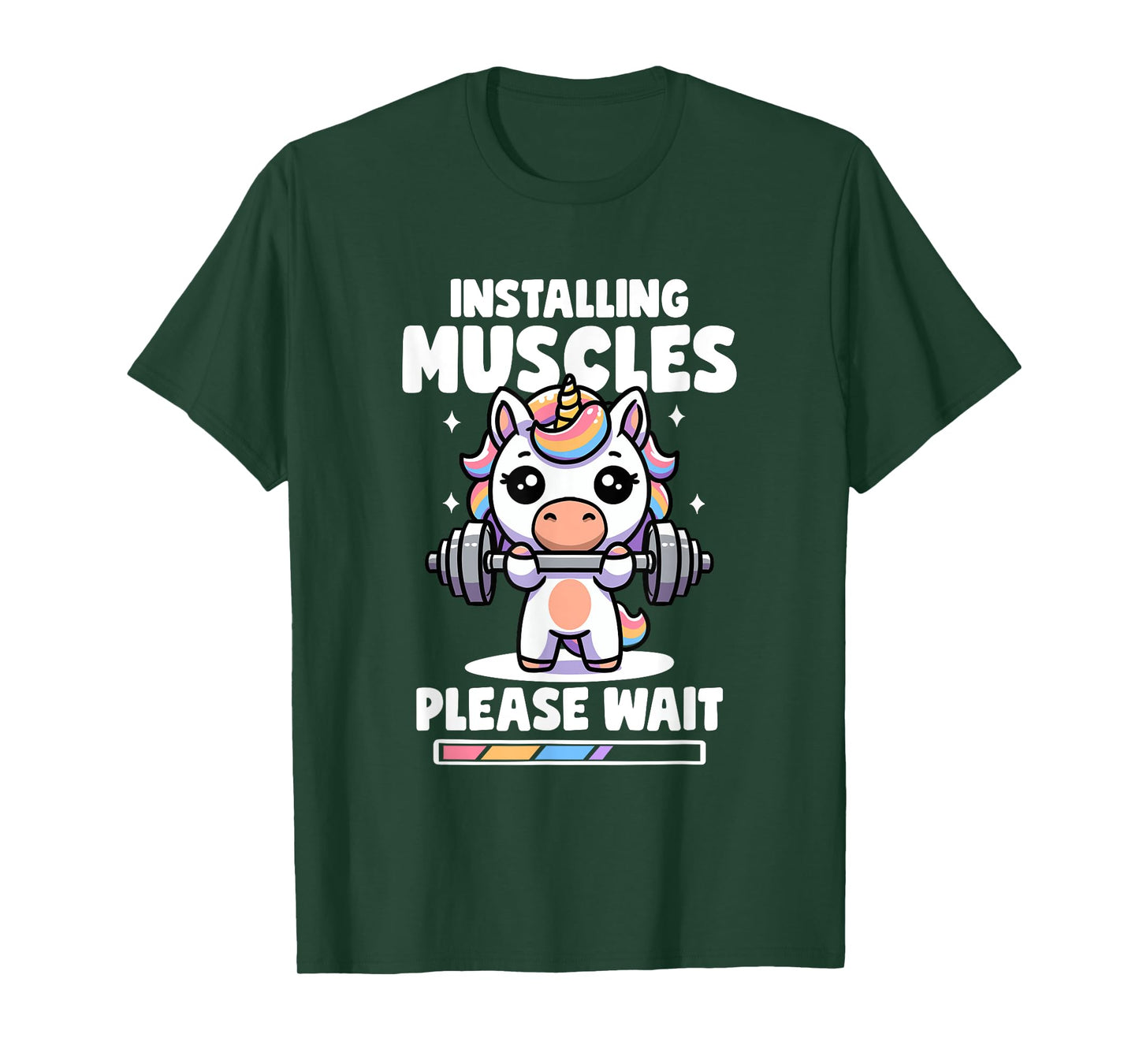 Installing Muscles Please Wait Unicorn Gym Quote Unicorn T-Shirt