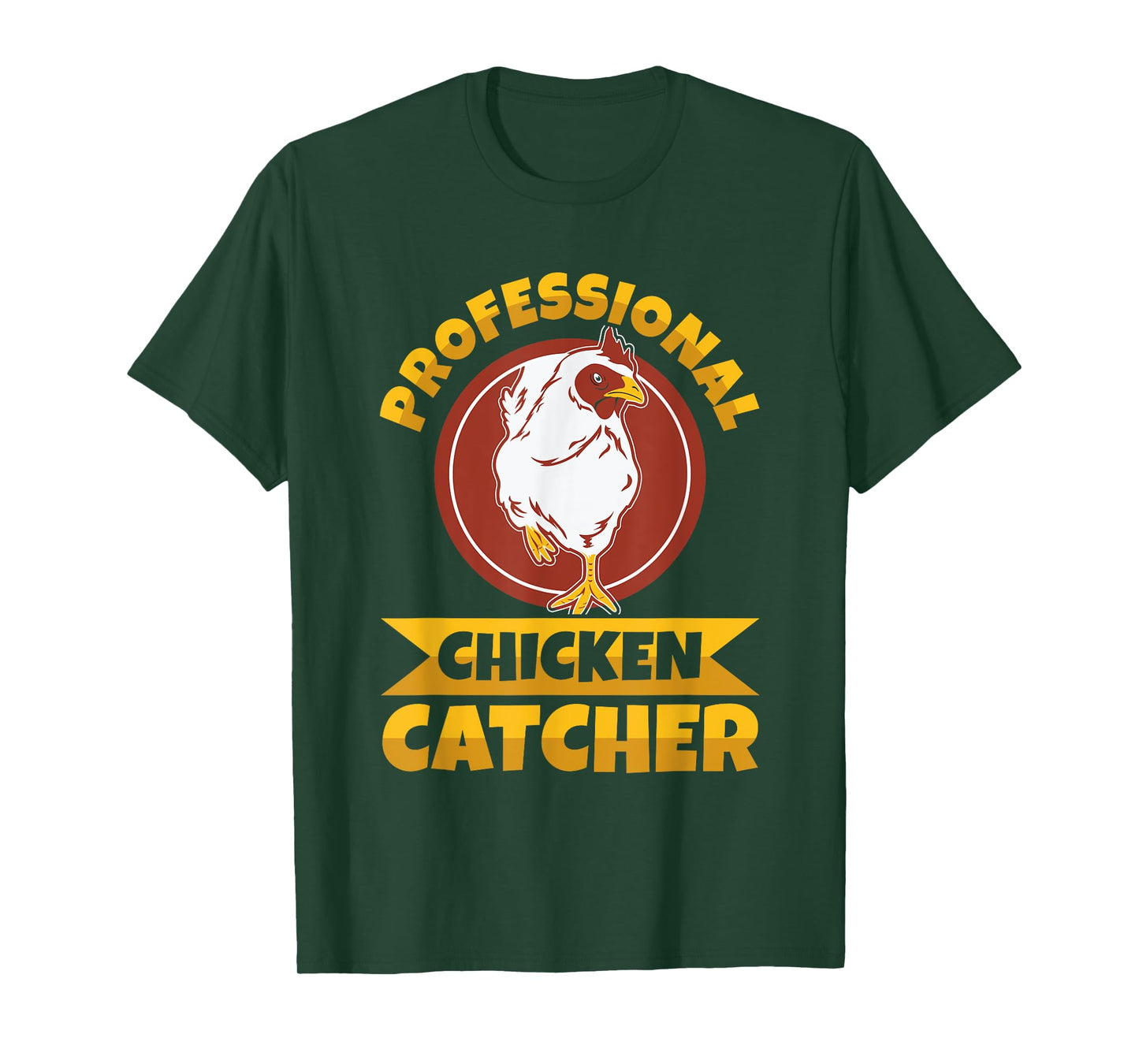 Chicken Farming Design Unisex-Adults T-Shirt, Black, Small, Short Sleeve, Regular Fit, Professional Chicken Catcher Design