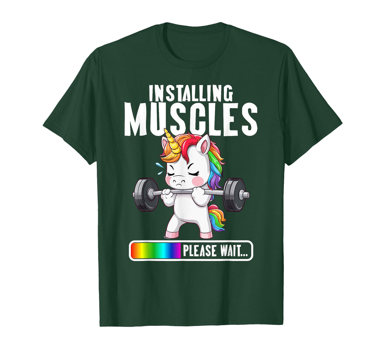 Women installing muscles unicorn Gym Workout Girl Fitness T-Shirt