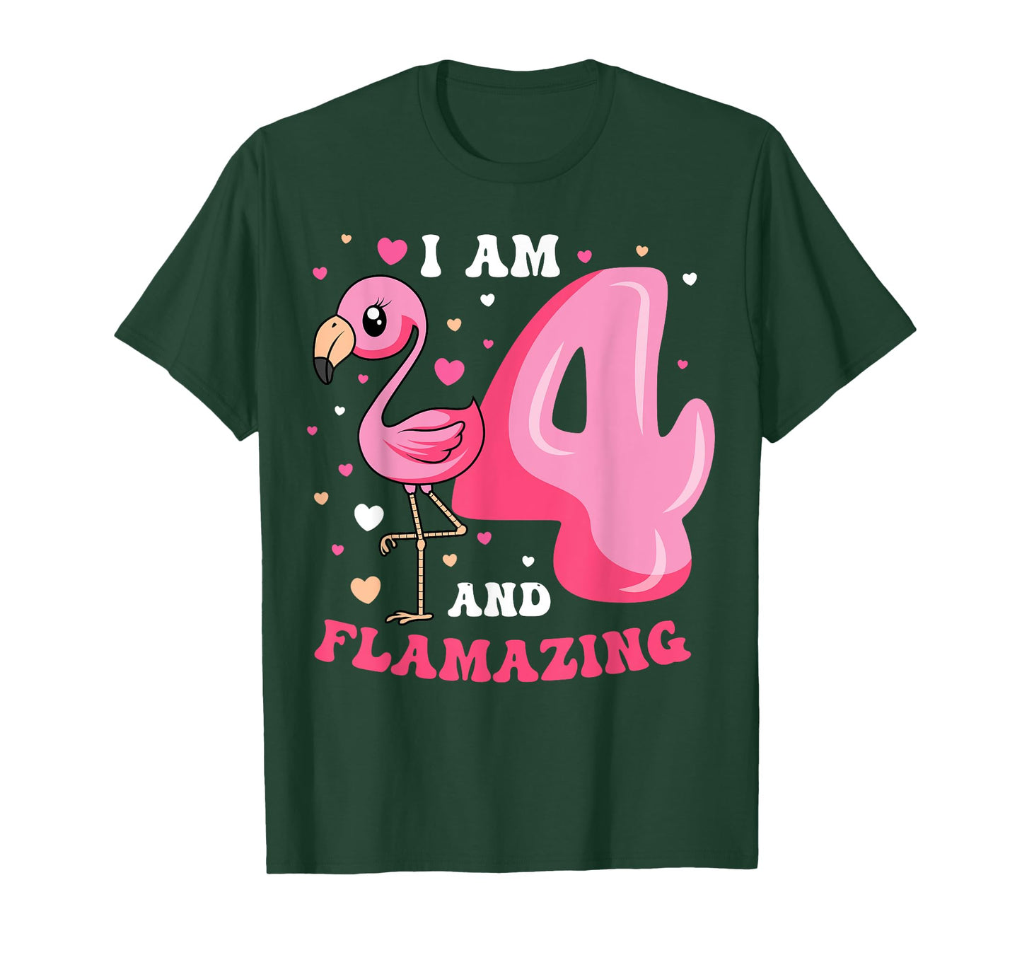 I Am 4 And Flamazing Flamingo Birthday 4th Bday Party T-Shirt