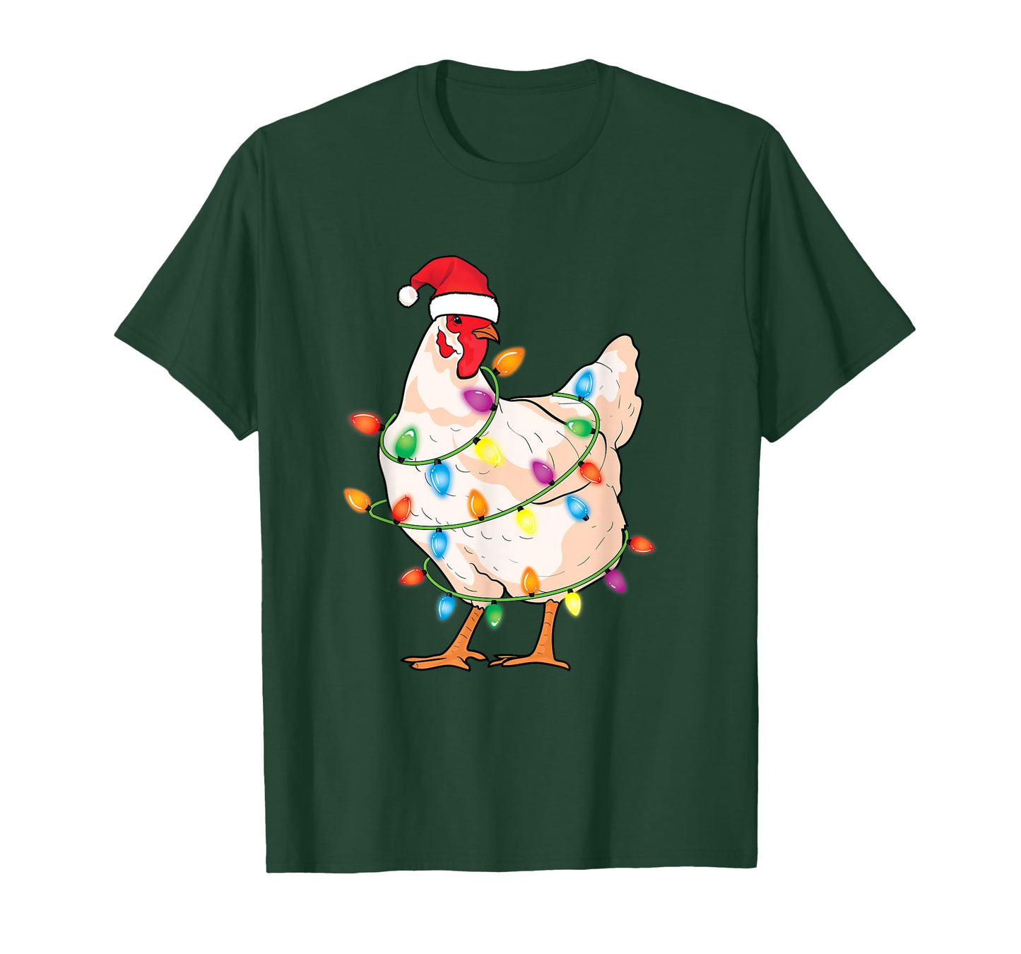 Chicken Christmas Tree with Santa Hat Farmer Funny Chicken T-Shirt