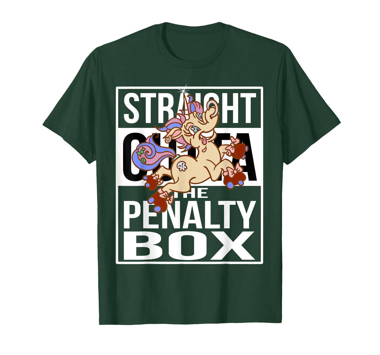 Straight outta the Penalty Box Skater Unicorn Roller Derby T-Shirt