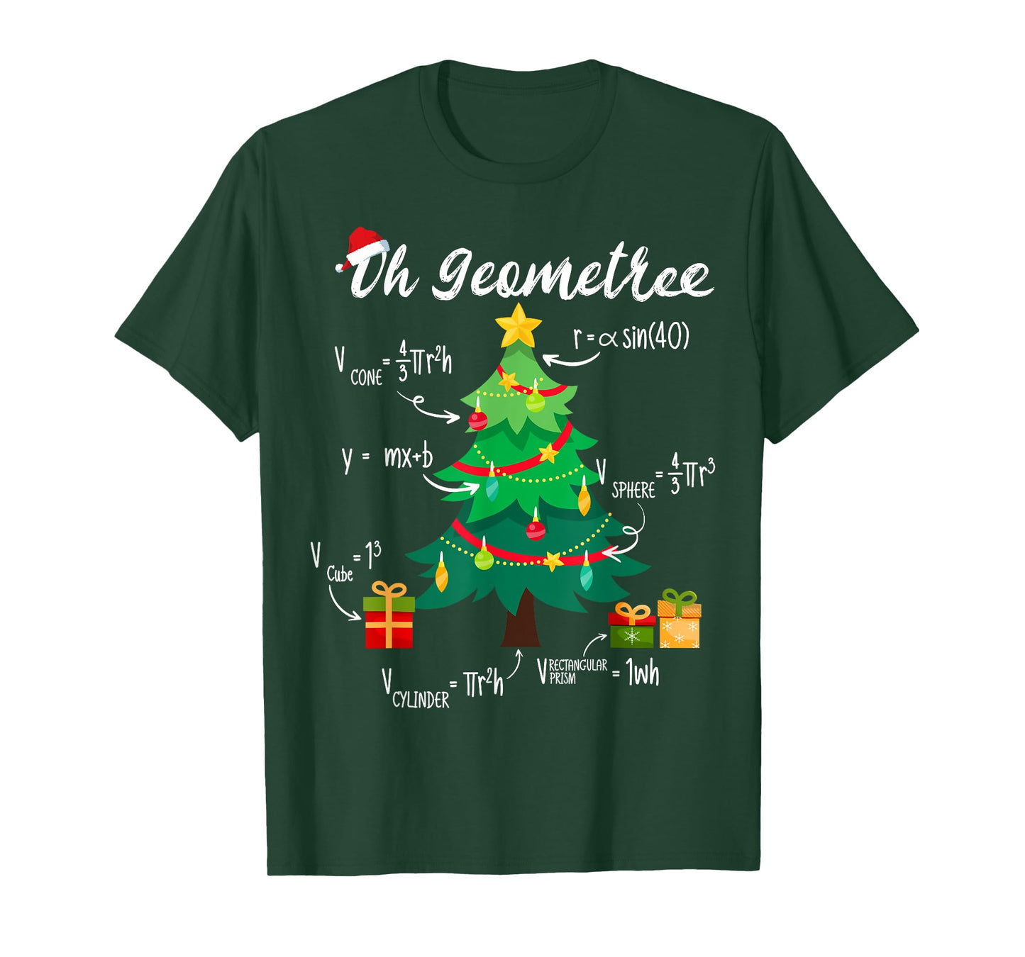 Oh Geometree Funny Christmas Tree Geometry Math Teacher Xmas T-Shirt