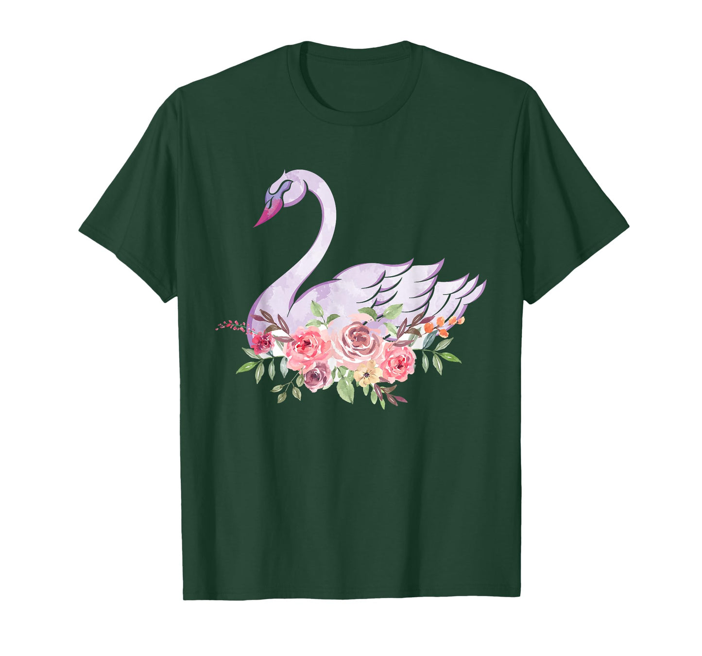 Flower Crown Cute Bird Women Gift Beautiful Swan T-Shirt