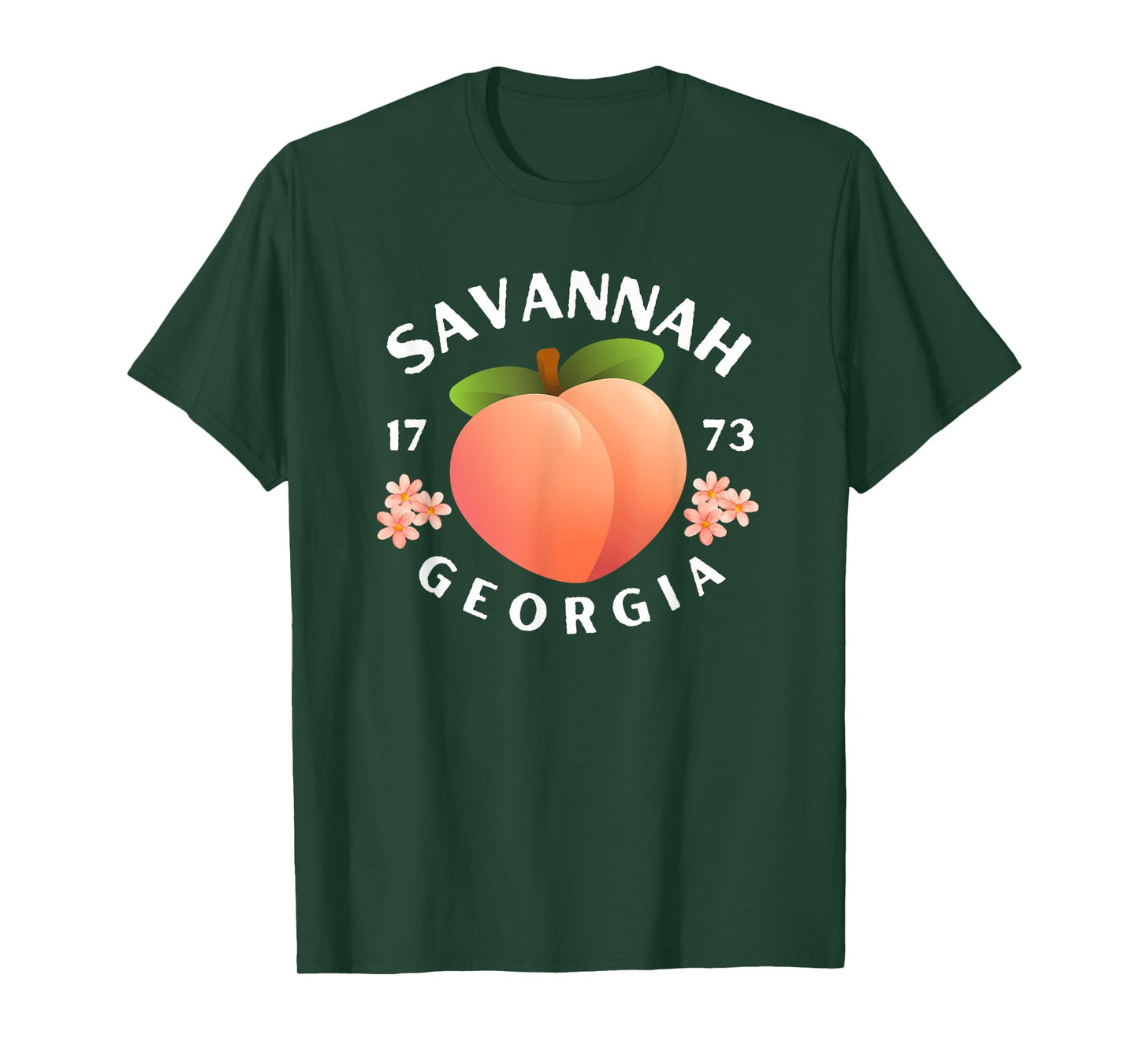 Savannah Georgia est. 1773 Flowers Peach State T-Shirt