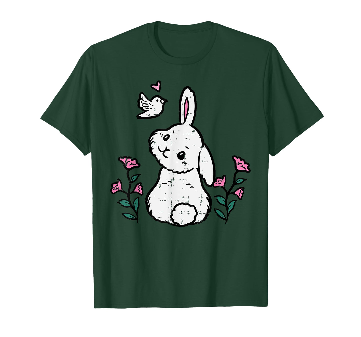 Bunny Bird Flowers Easter Spring Rabbit Women Girls Kids T-Shirt