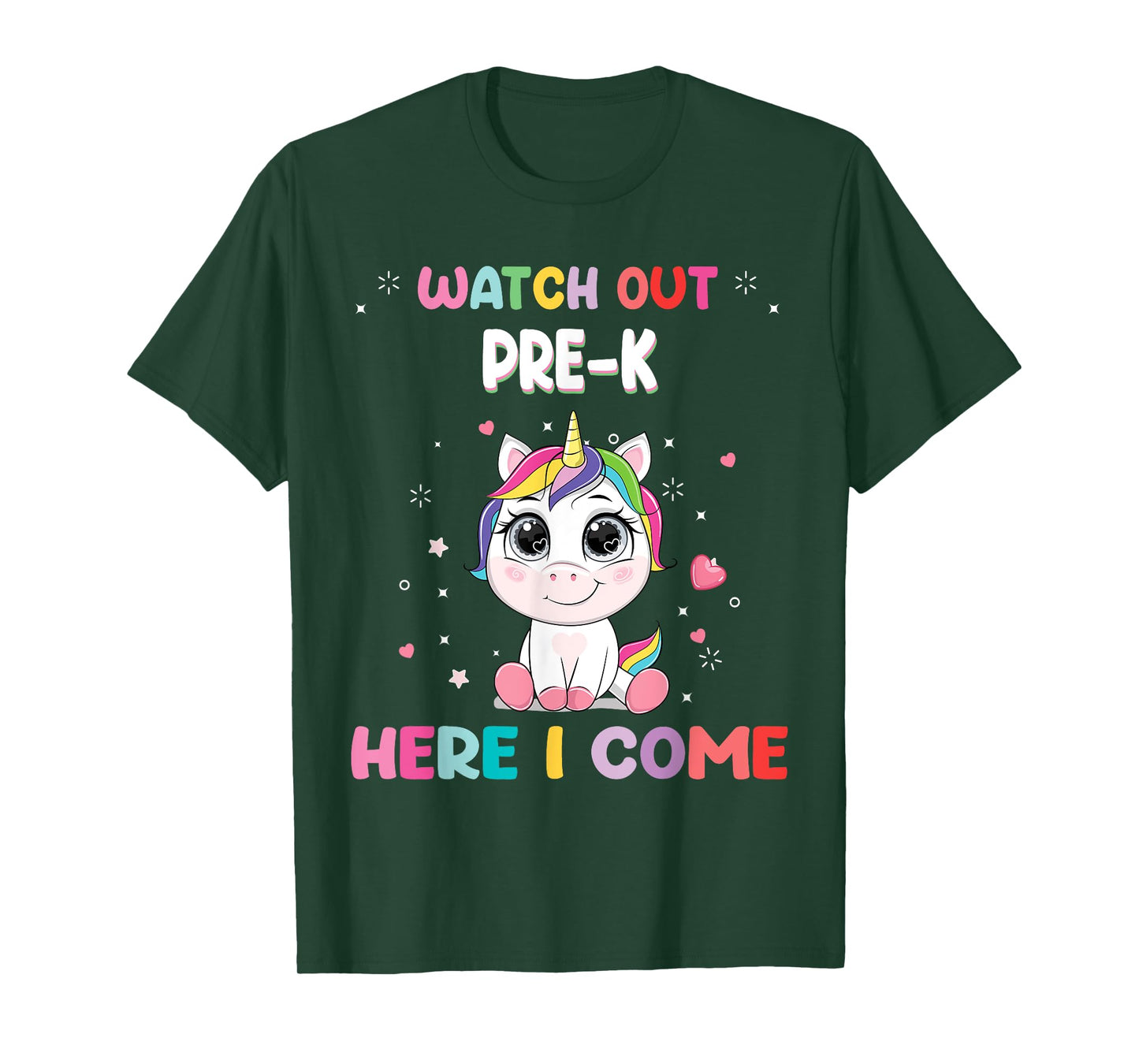 Watch Out Pre-K Here I Come Unicorn Back To School T-Shirt