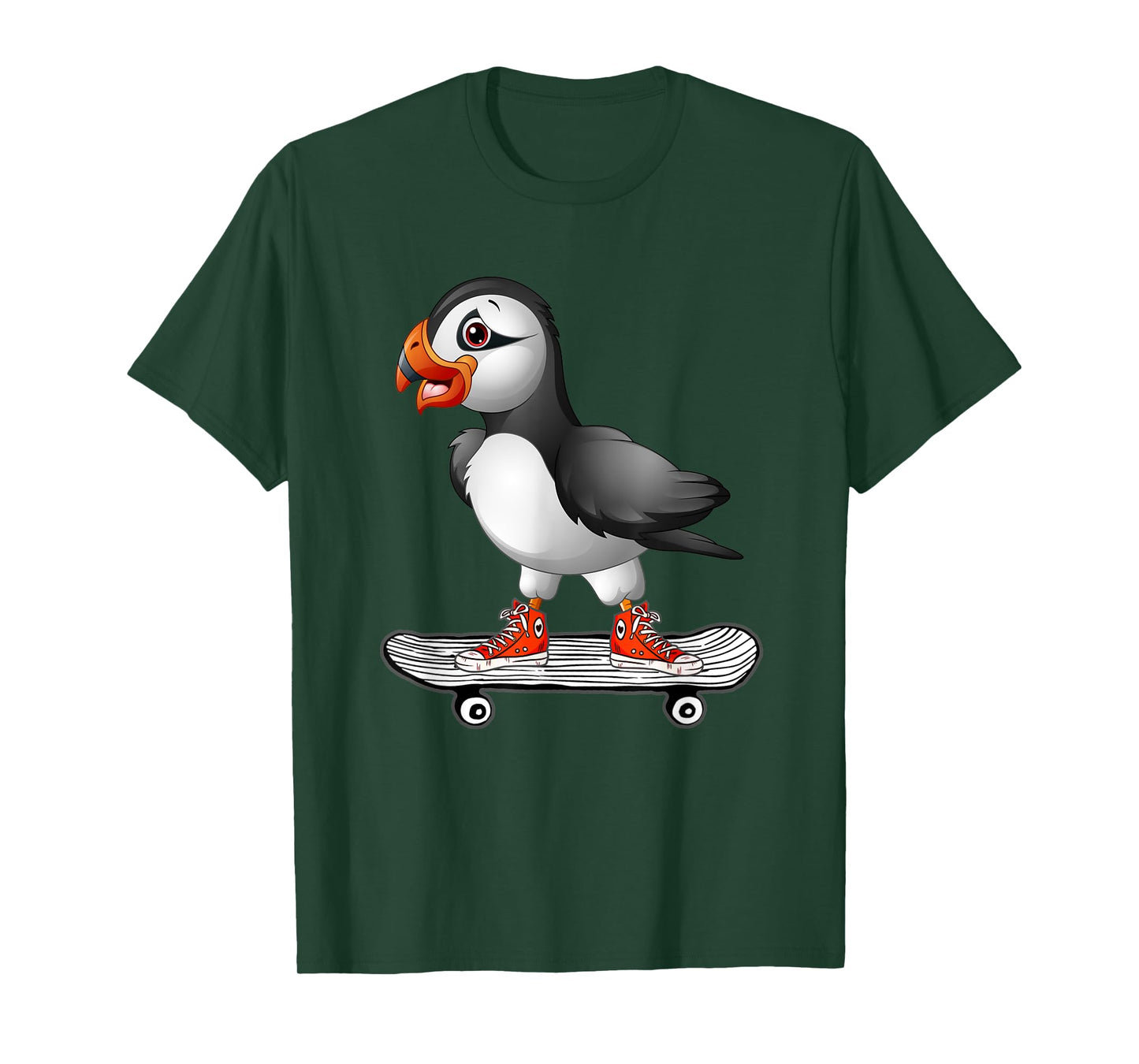 Puffin Shirt Skateboarding Skateboarder Iceland Bird T-Shirt