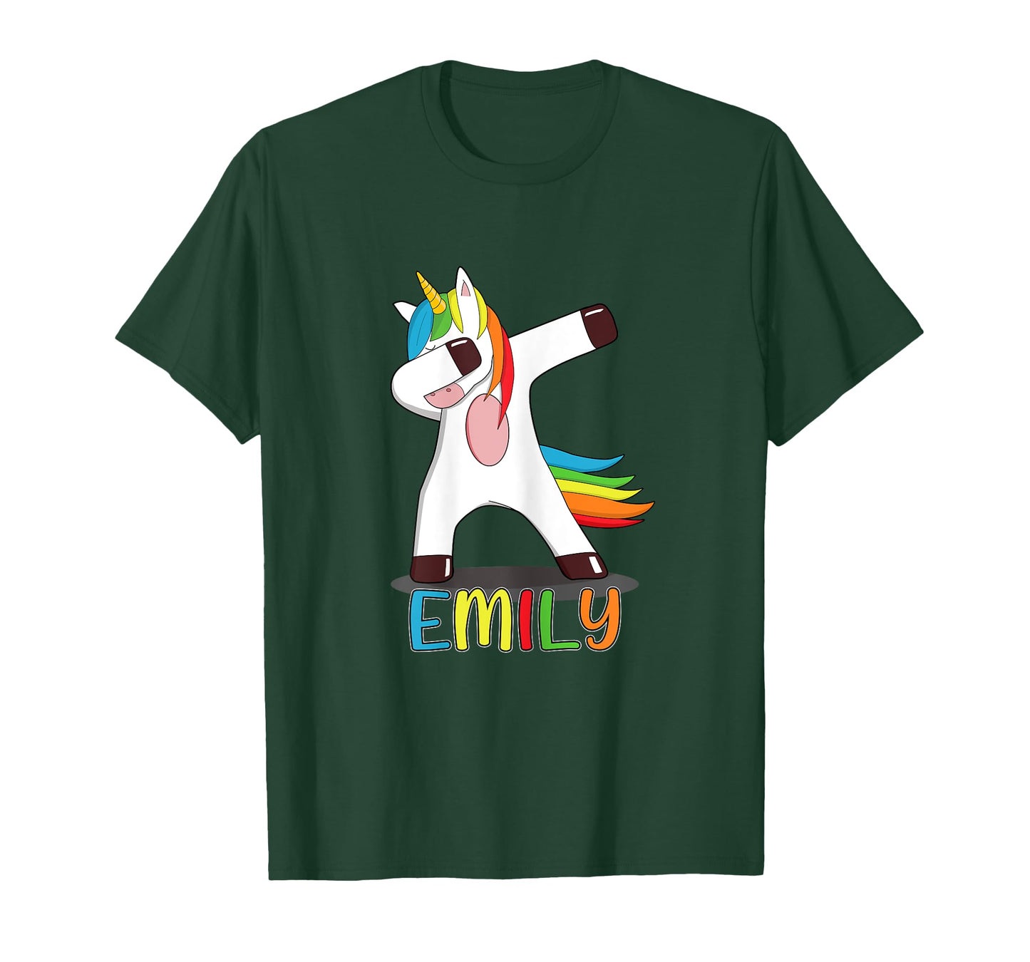 Emily Name - First Name Emily - Colourful Dabbing Unicorn T-Shirt