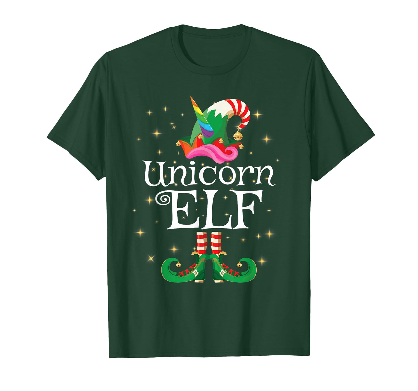 Unicorn Elf Shirt Girls Women Funny Matching Christmas Elf T-Shirt