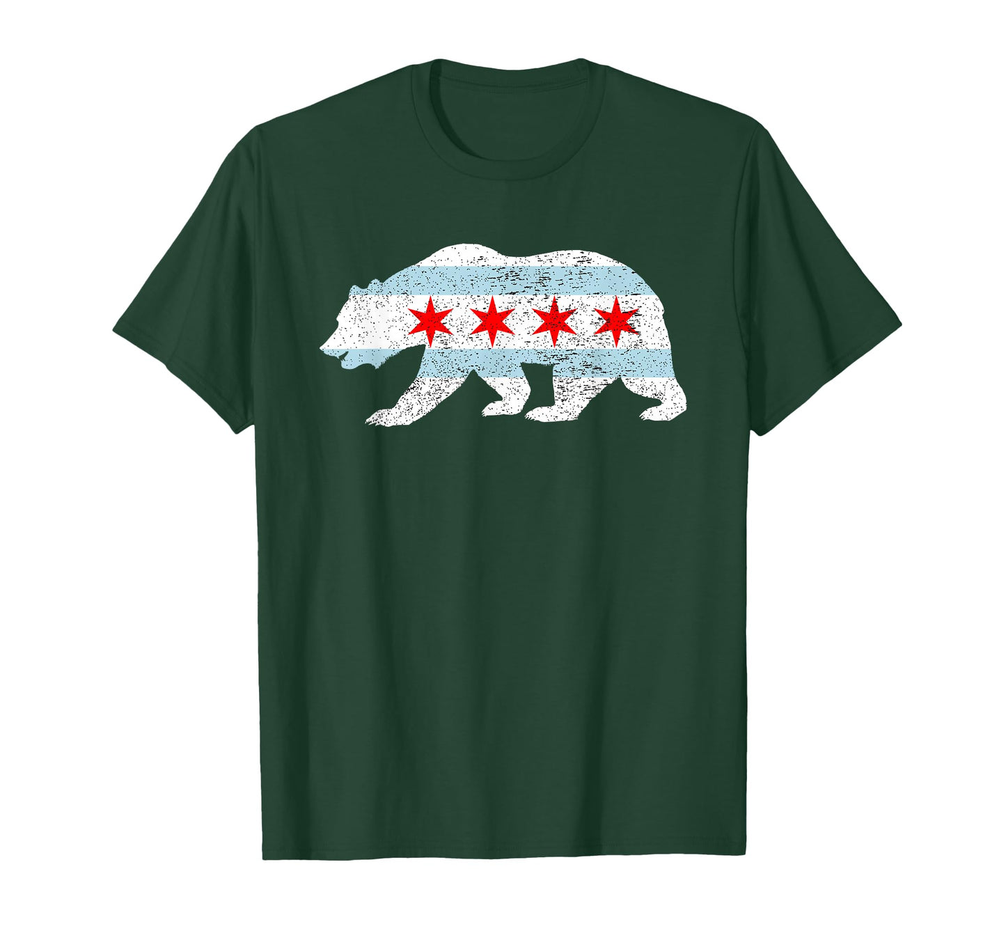 Sweet Vintage Retro Chicago City Flag Bear Print T-Shirt