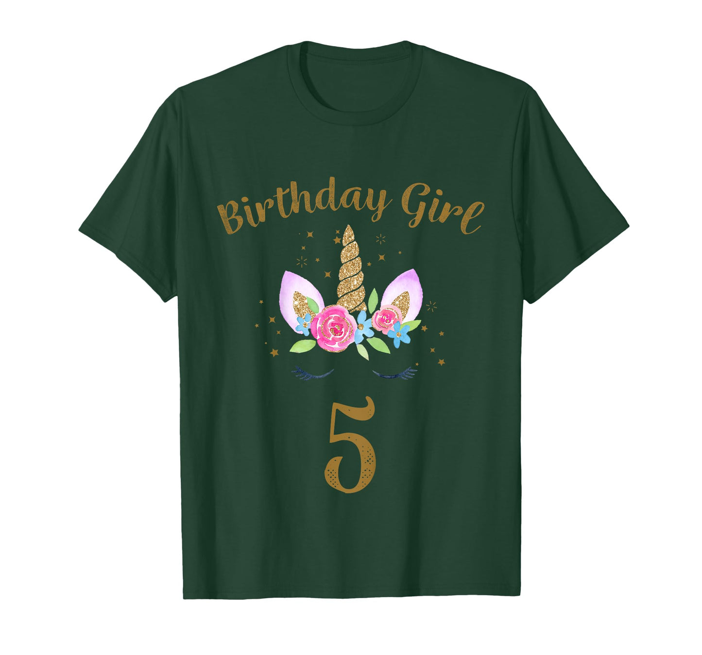 Kids 5th Birthday Girl Unicorn Shirt 5th Birthday Outfit T-Shirt
