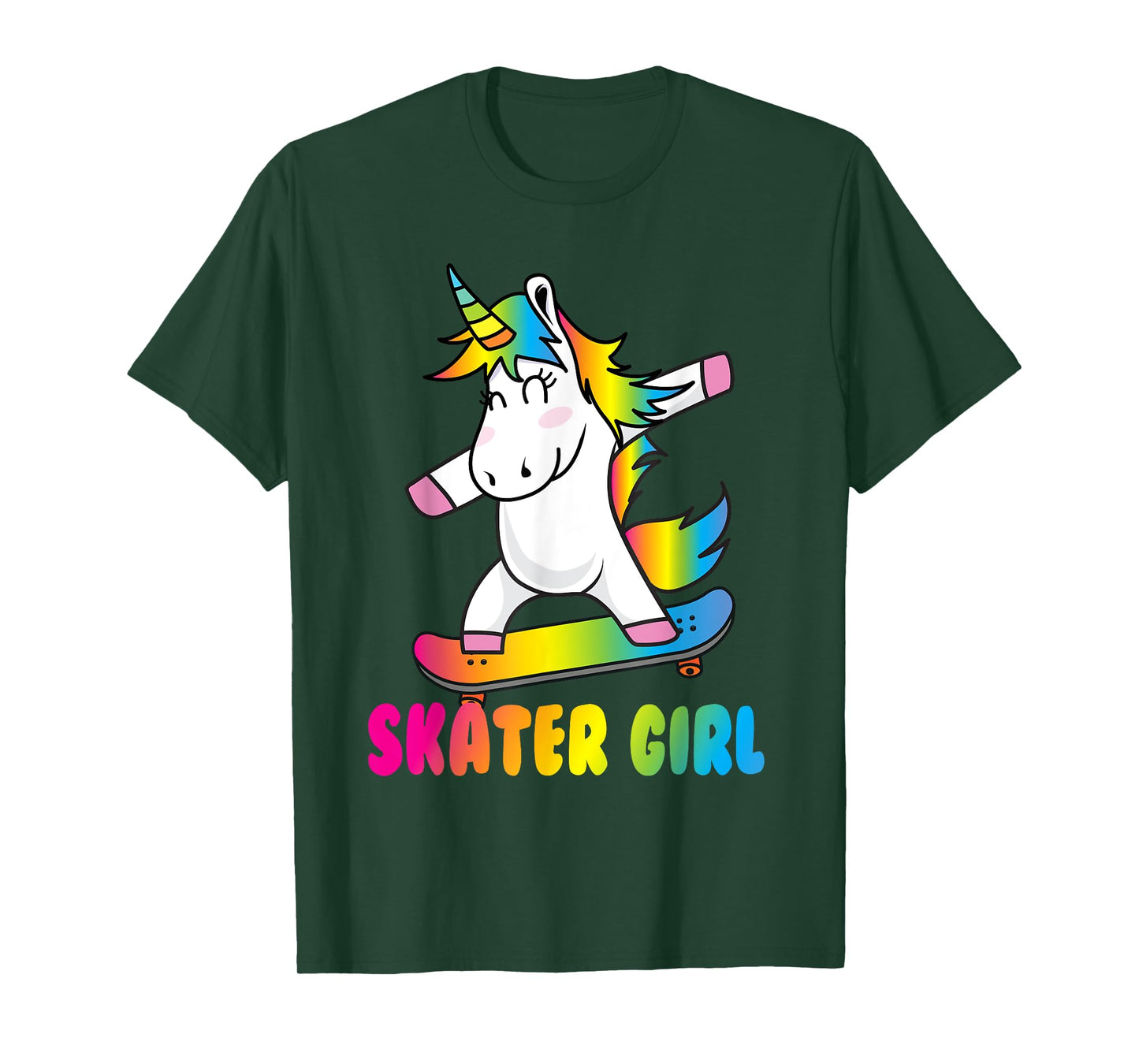 Skater Girl Funny Cute Unicorn Skating Cool Skateboard T-Shirt