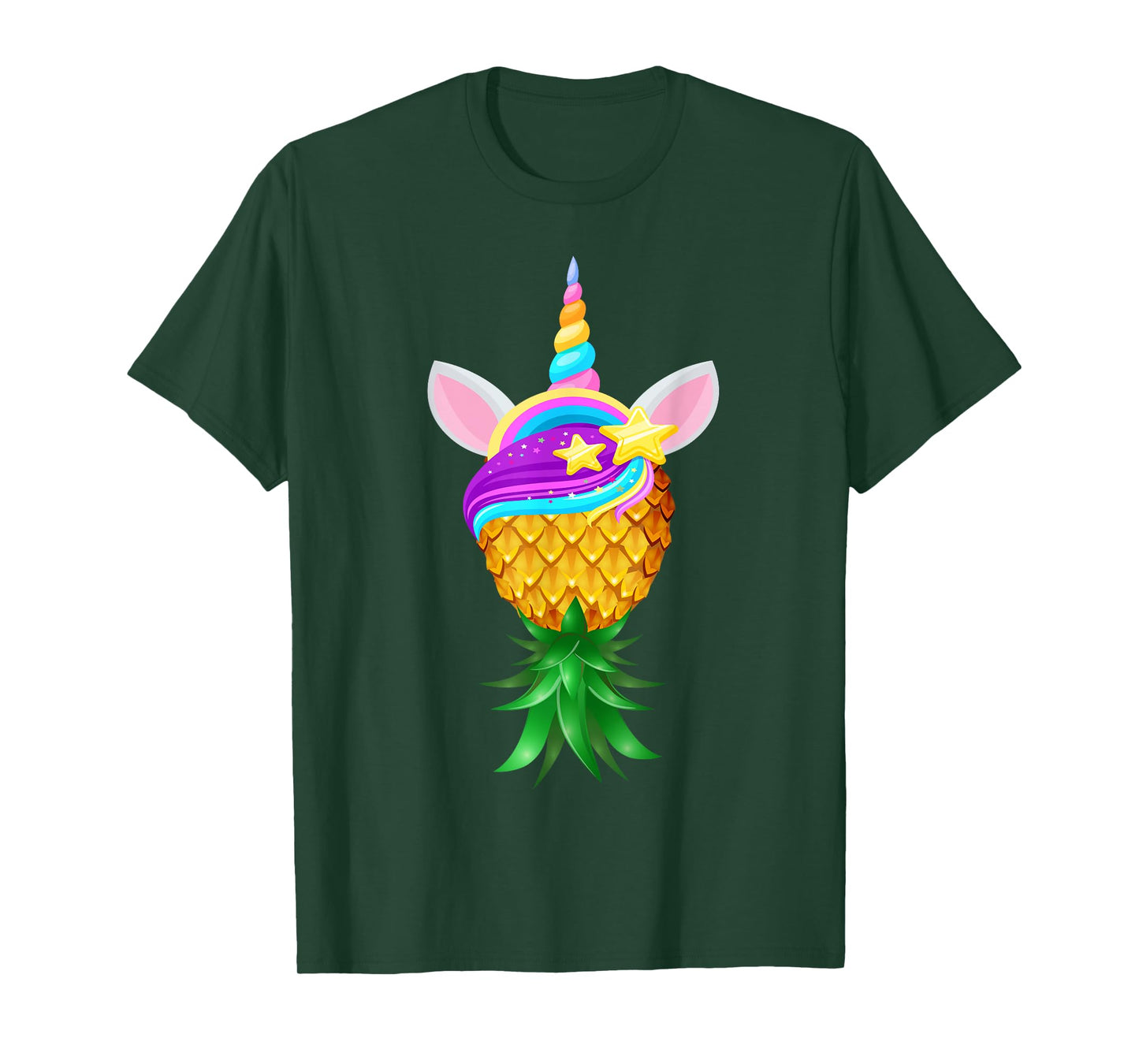 Swinger Upside Down Pineapple Magical Unicorn Head T-Shirt