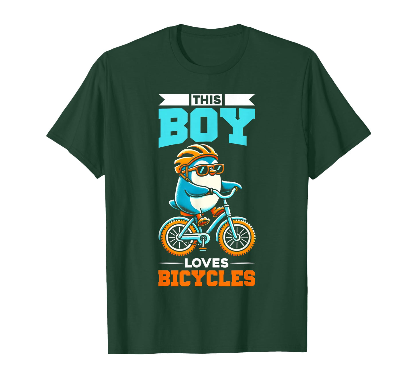 Kids Cycling Riding Bicycle Penguin Boys T-Shirt