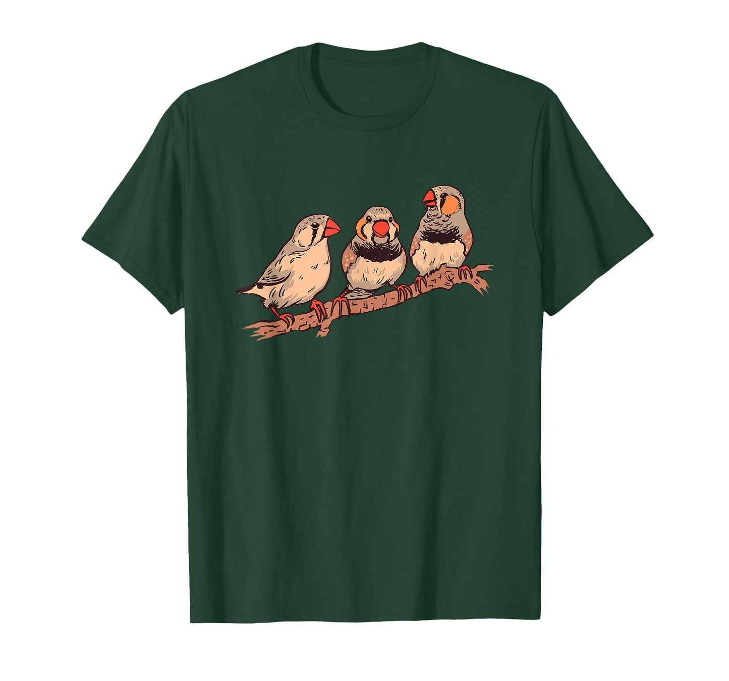 Three Zebra Finches On A Branch Pet Birds Zebra Finch T-Shirt
