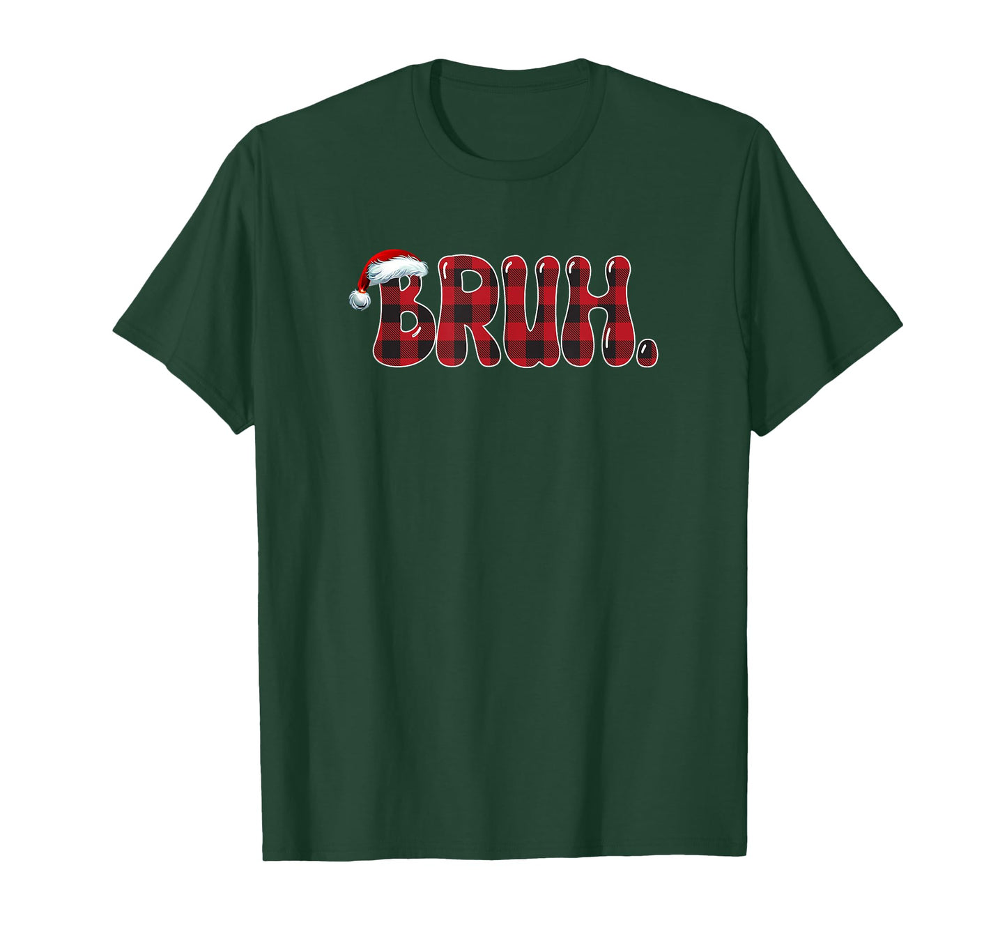 Bruh Funny Christmas Plaid Teens Boys Kids Xmas Pajamas T-Shirt